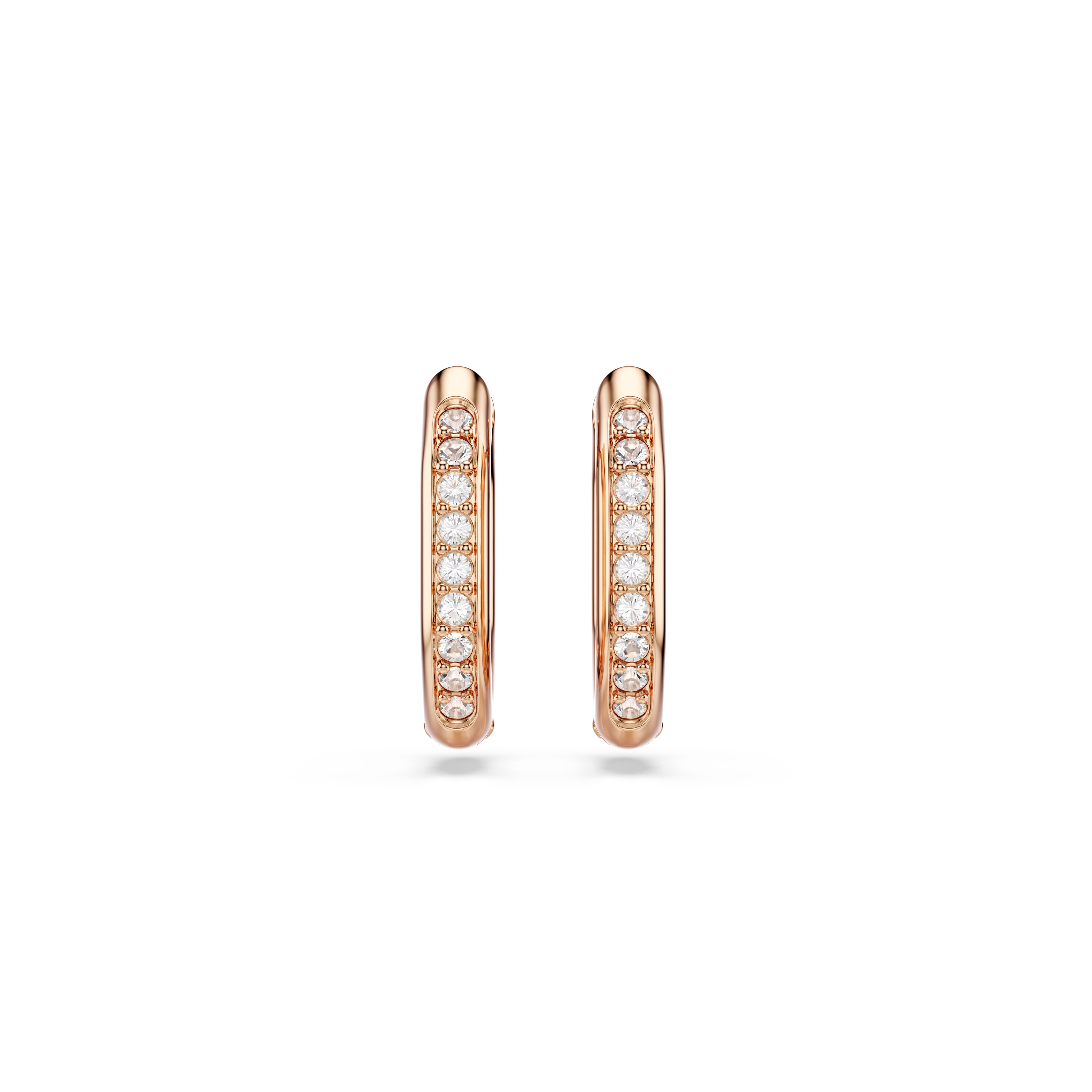 Swarovski Dextera Hoop Earrings – Octagon shape, Round cut, Small, White, Rose gold-tone plated