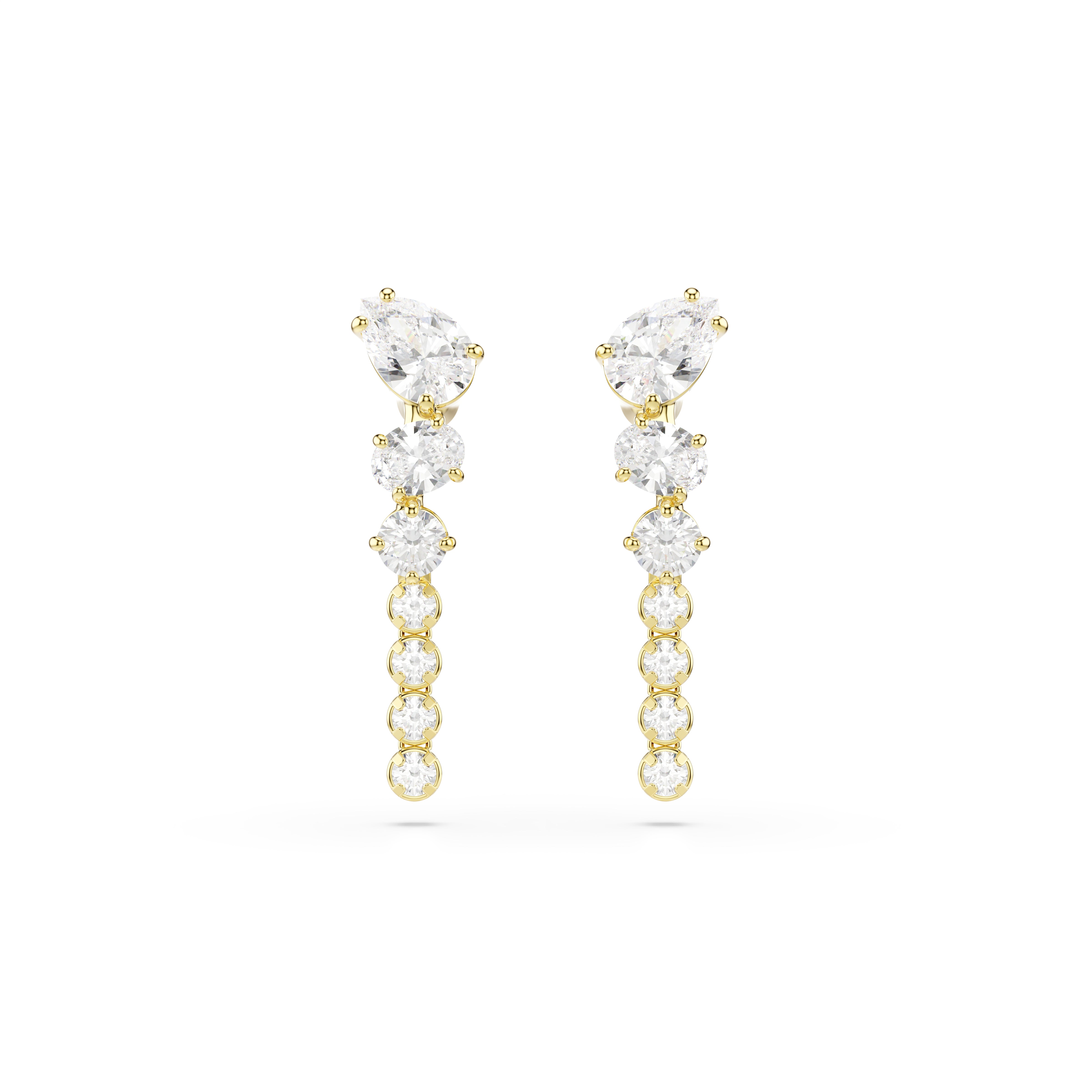 Swarovski Mesmera Drop Earrings – Mixed cuts, White, 18K gold finish