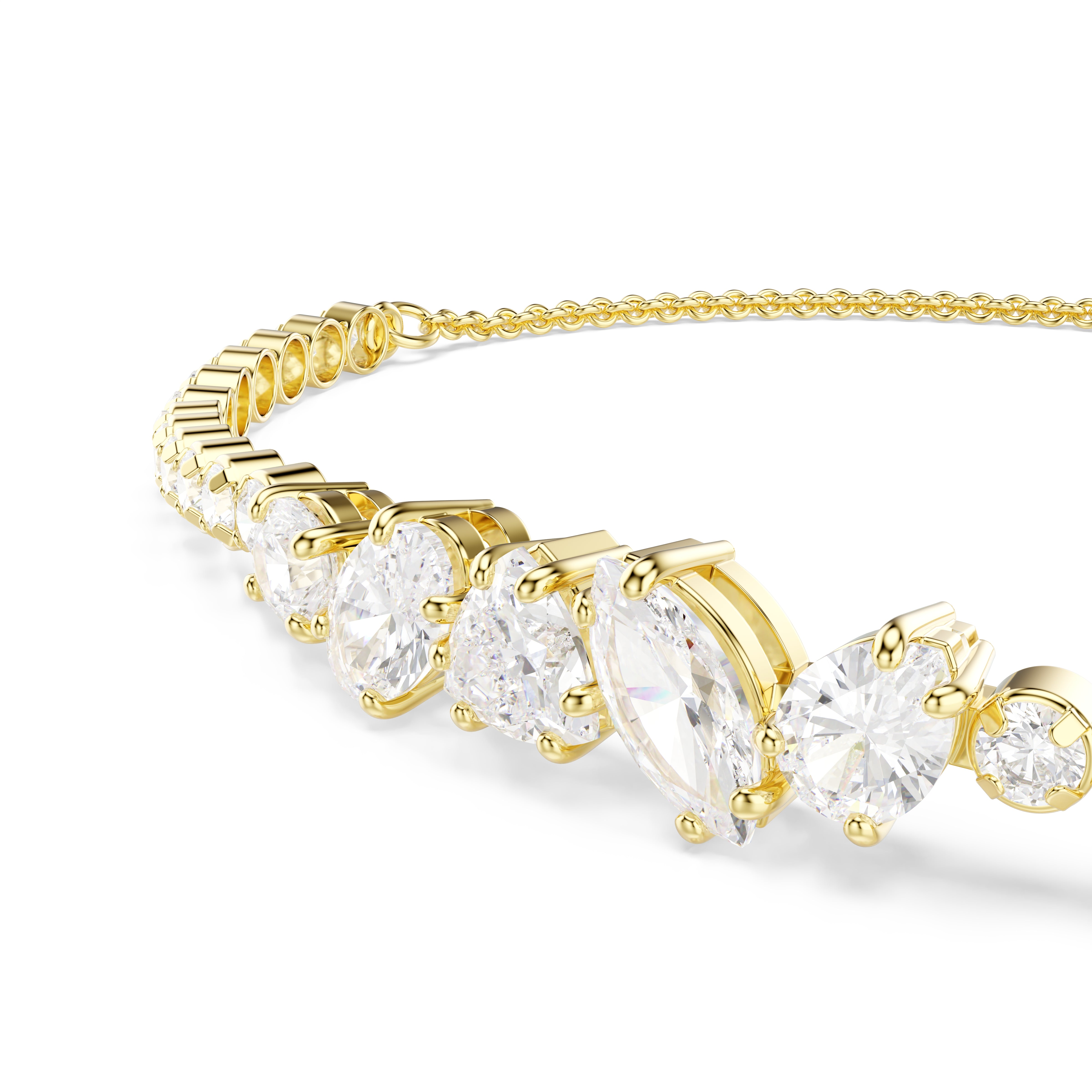 Swarovski Mesmera Bracelet – Mixed cuts, White, 18K gold finish