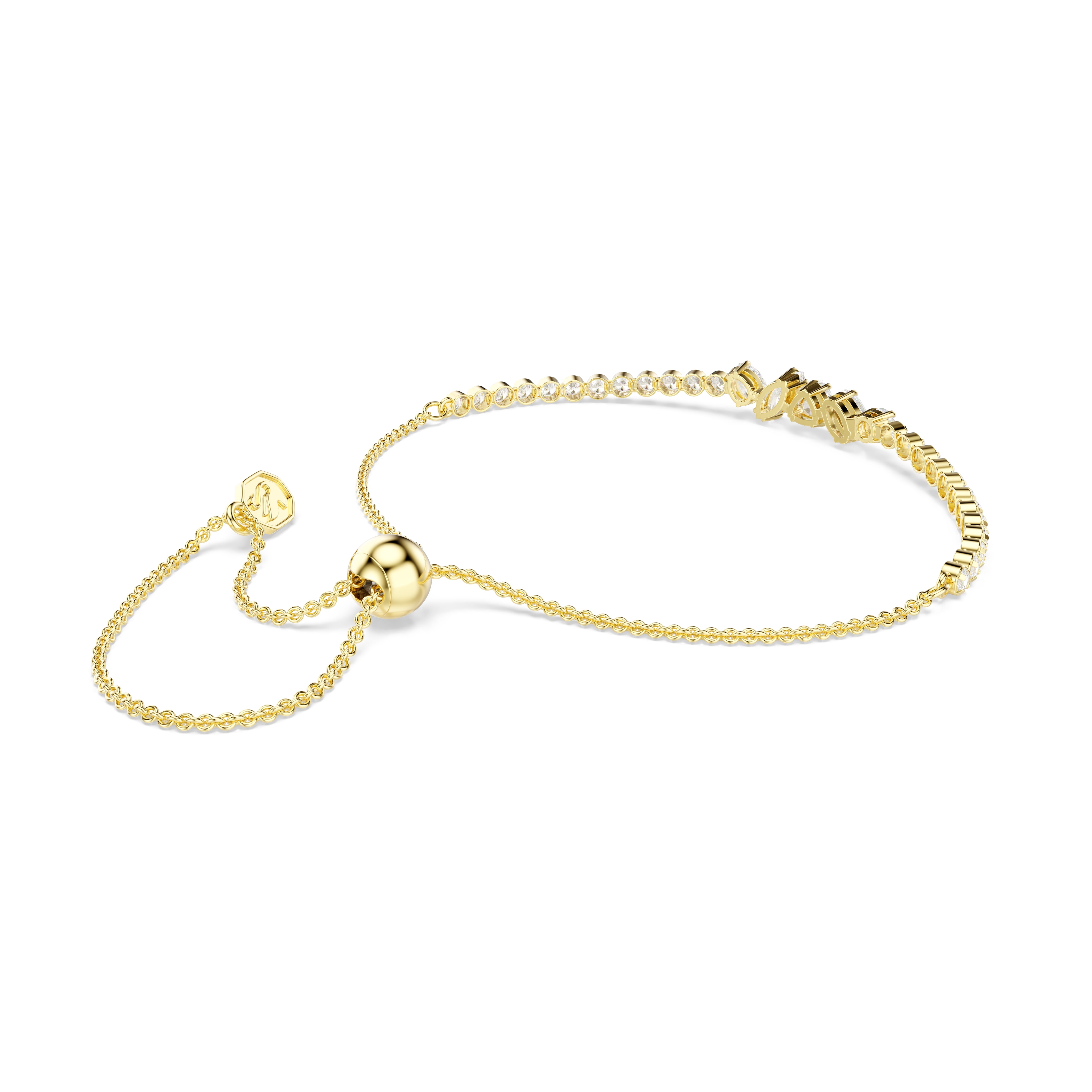 Swarovski Mesmera Bracelet – Mixed cuts, White, 18K gold finish