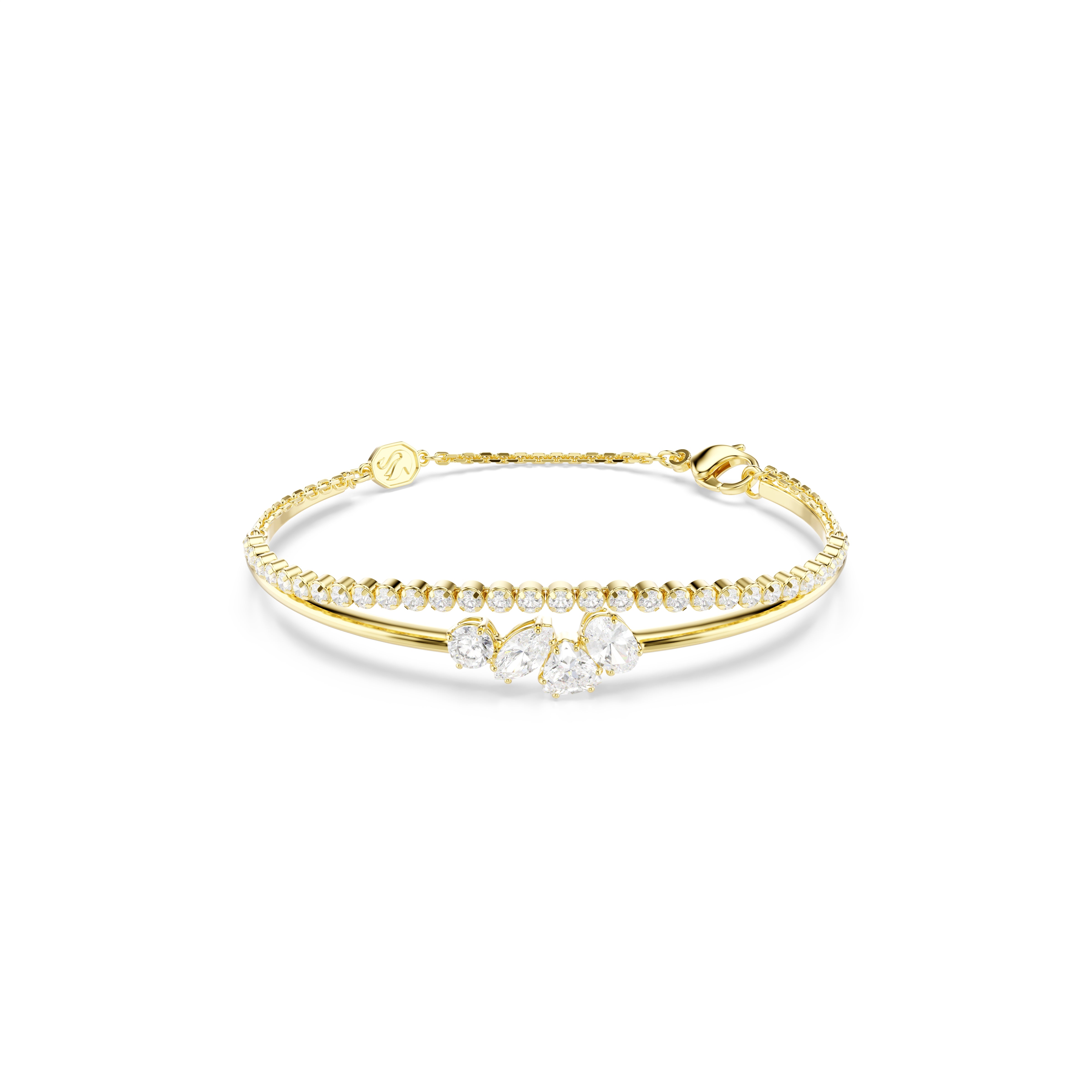 Swarovski Mesmera Bracelet – Mixed cuts, White, 18K gold finish