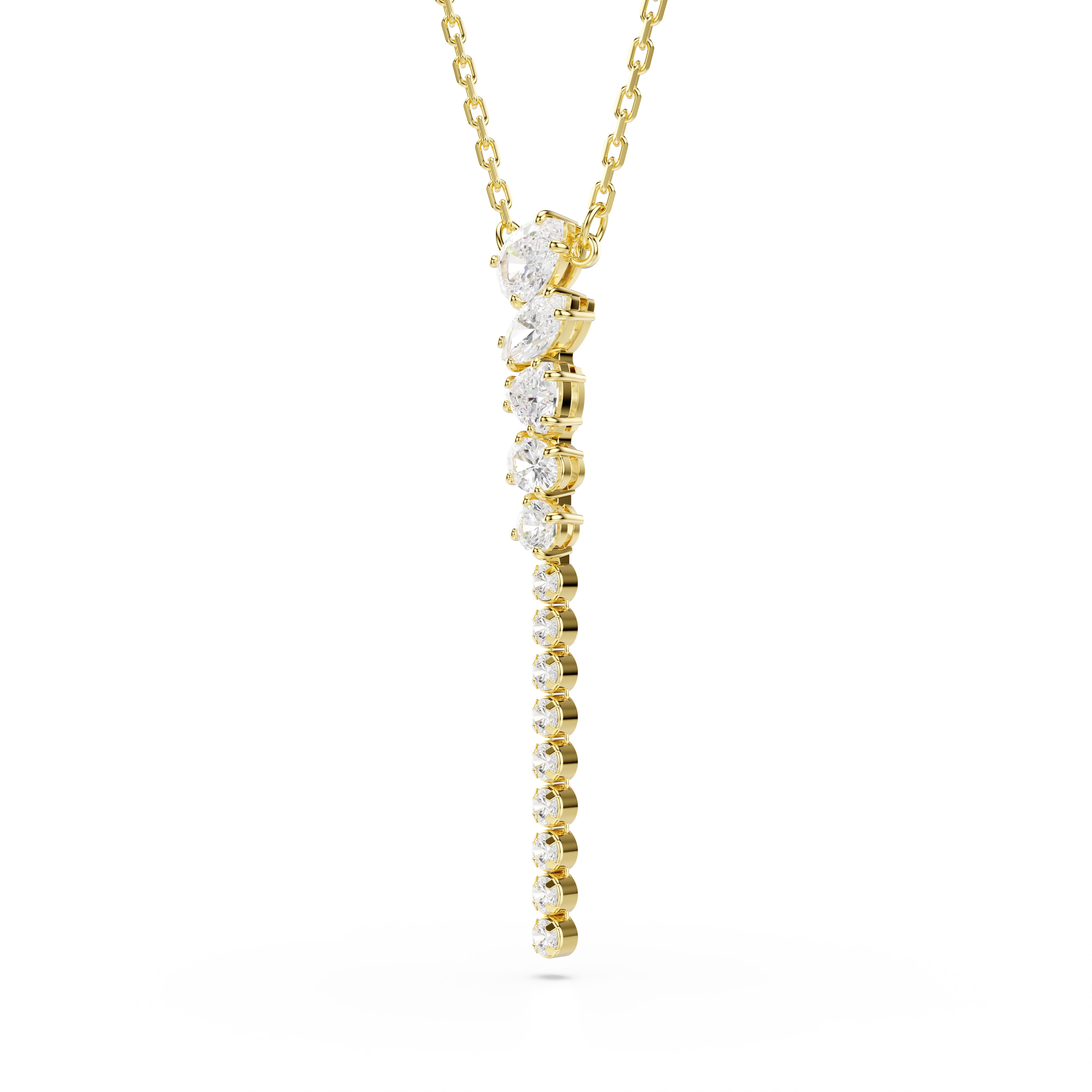 Swarovski Mesmera Y Necklace – Mixed cuts, White, 18K gold finish