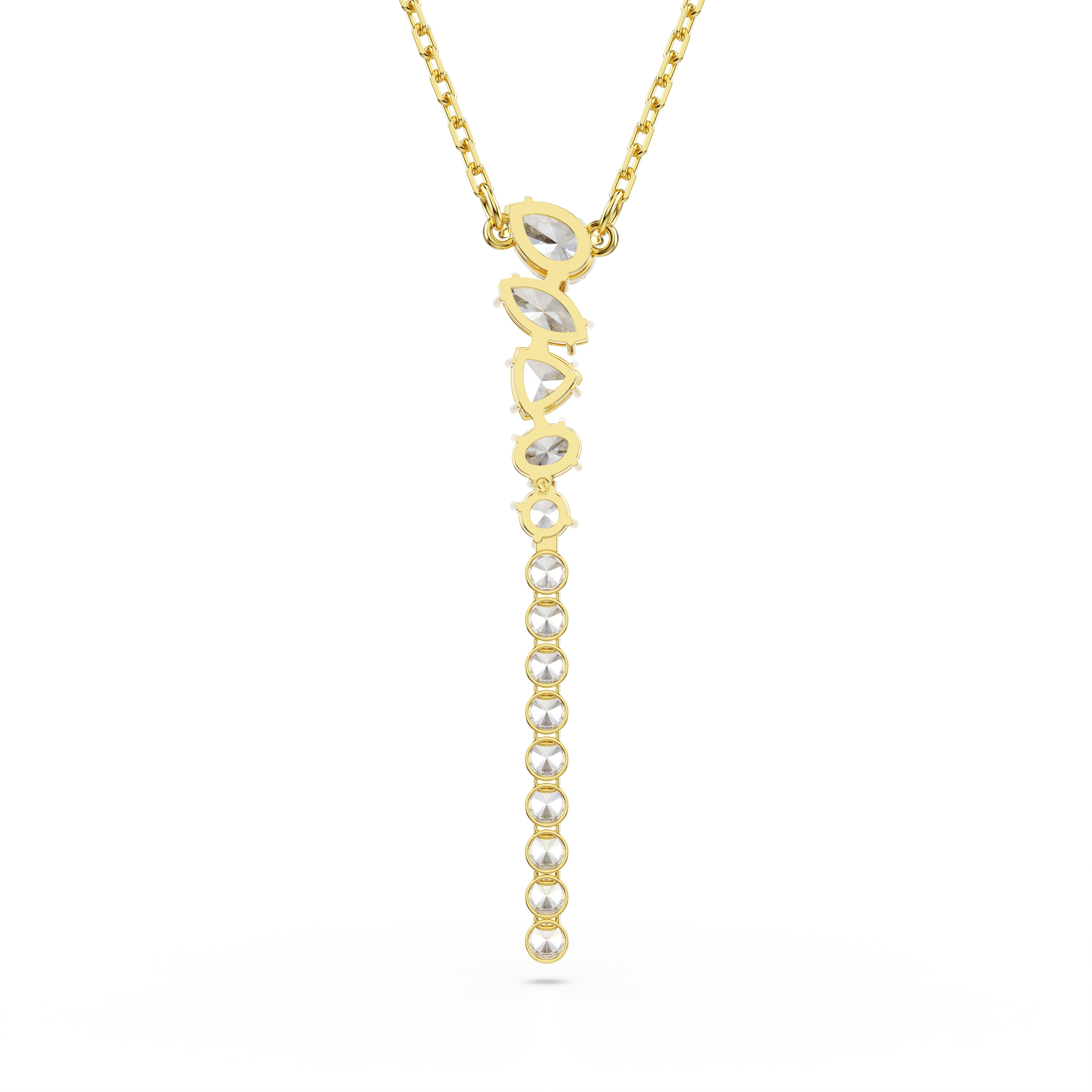 Swarovski Mesmera Y Necklace – Mixed cuts, White, 18K gold finish