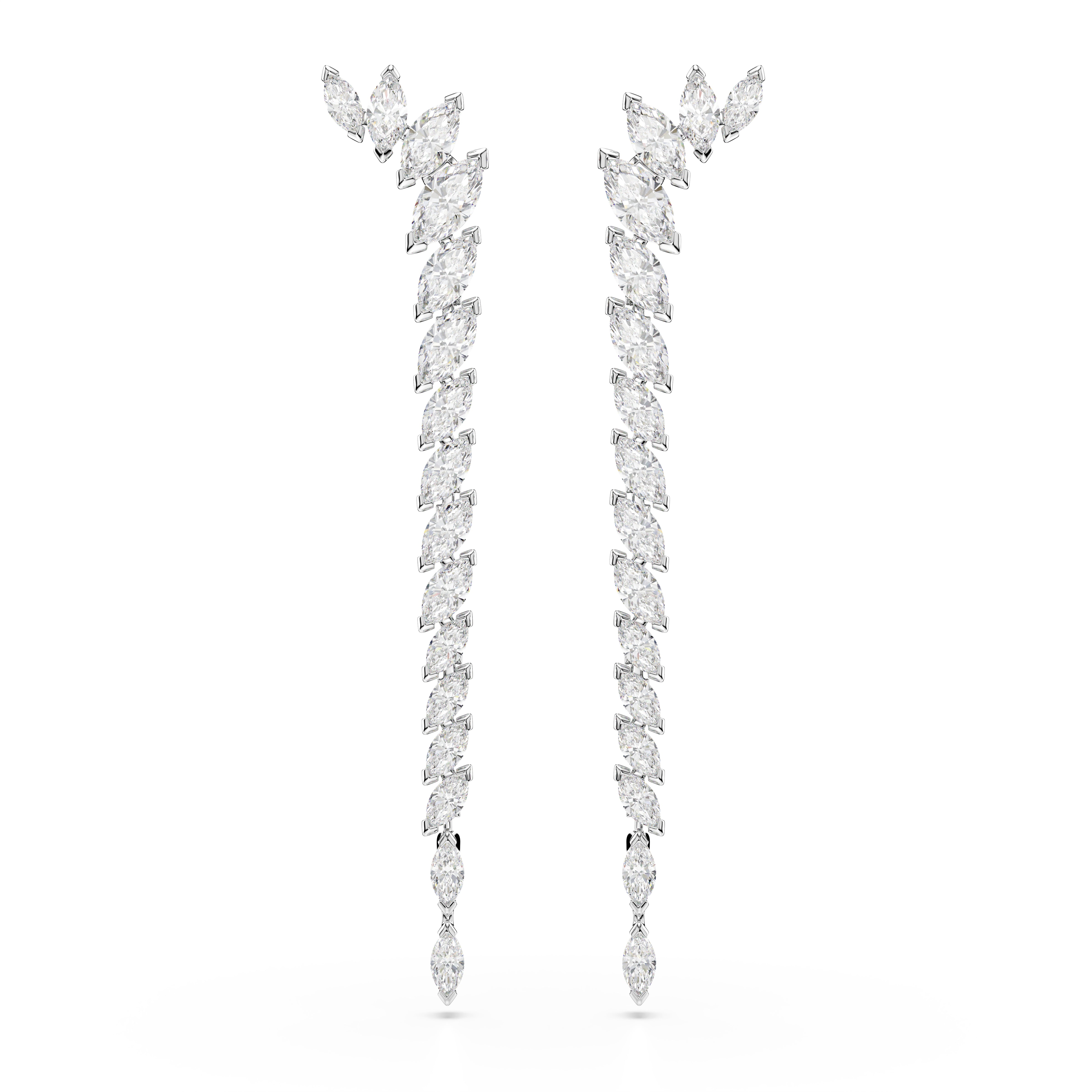 Swarovski Mesmera Earrings – Marquise cut, White, Rhodium plated