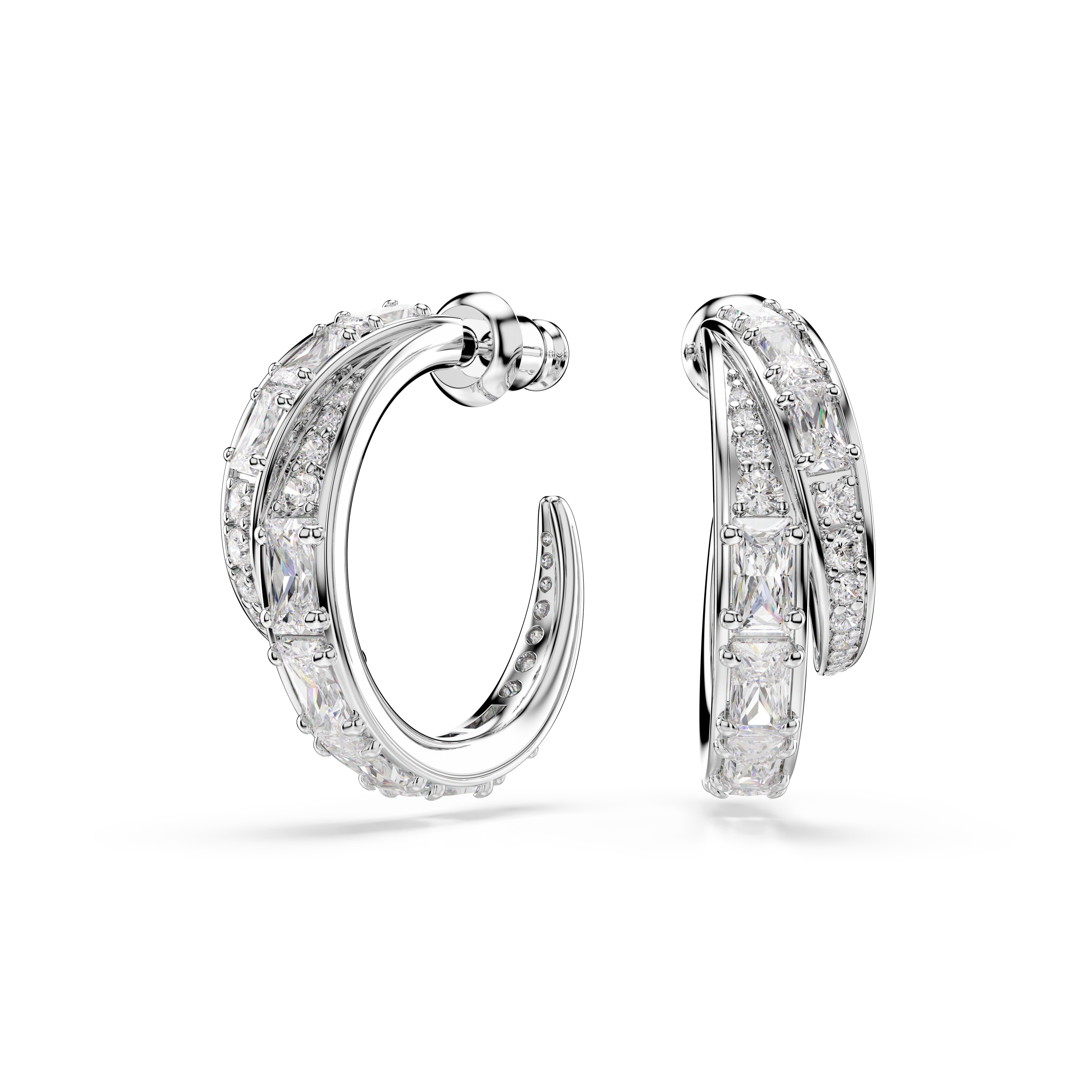 Swarovski Vienna Hoop Earrings – Mixed cuts, White, Rhodium plated