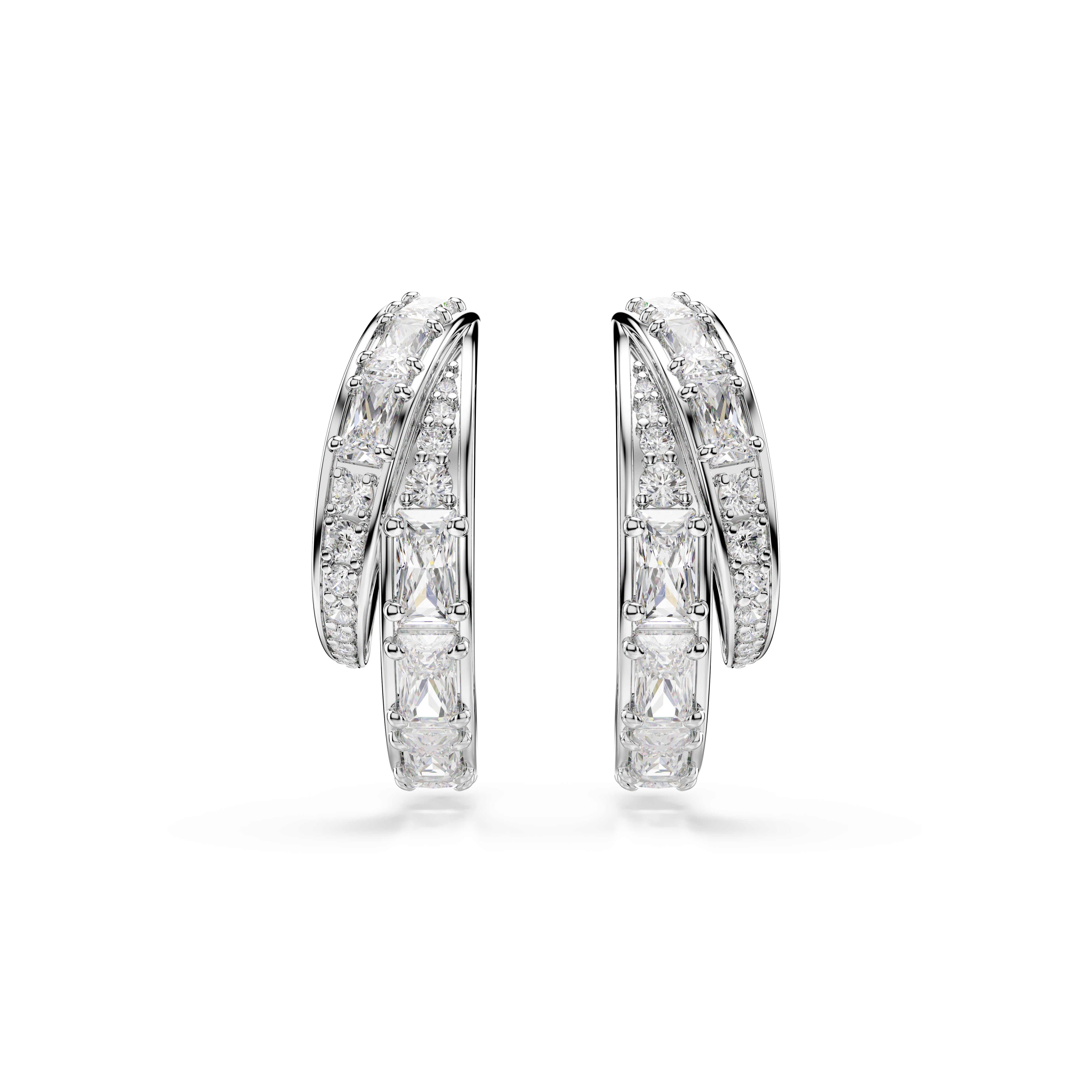 Swarovski Vienna Hoop Earrings – Mixed cuts, White, Rhodium plated