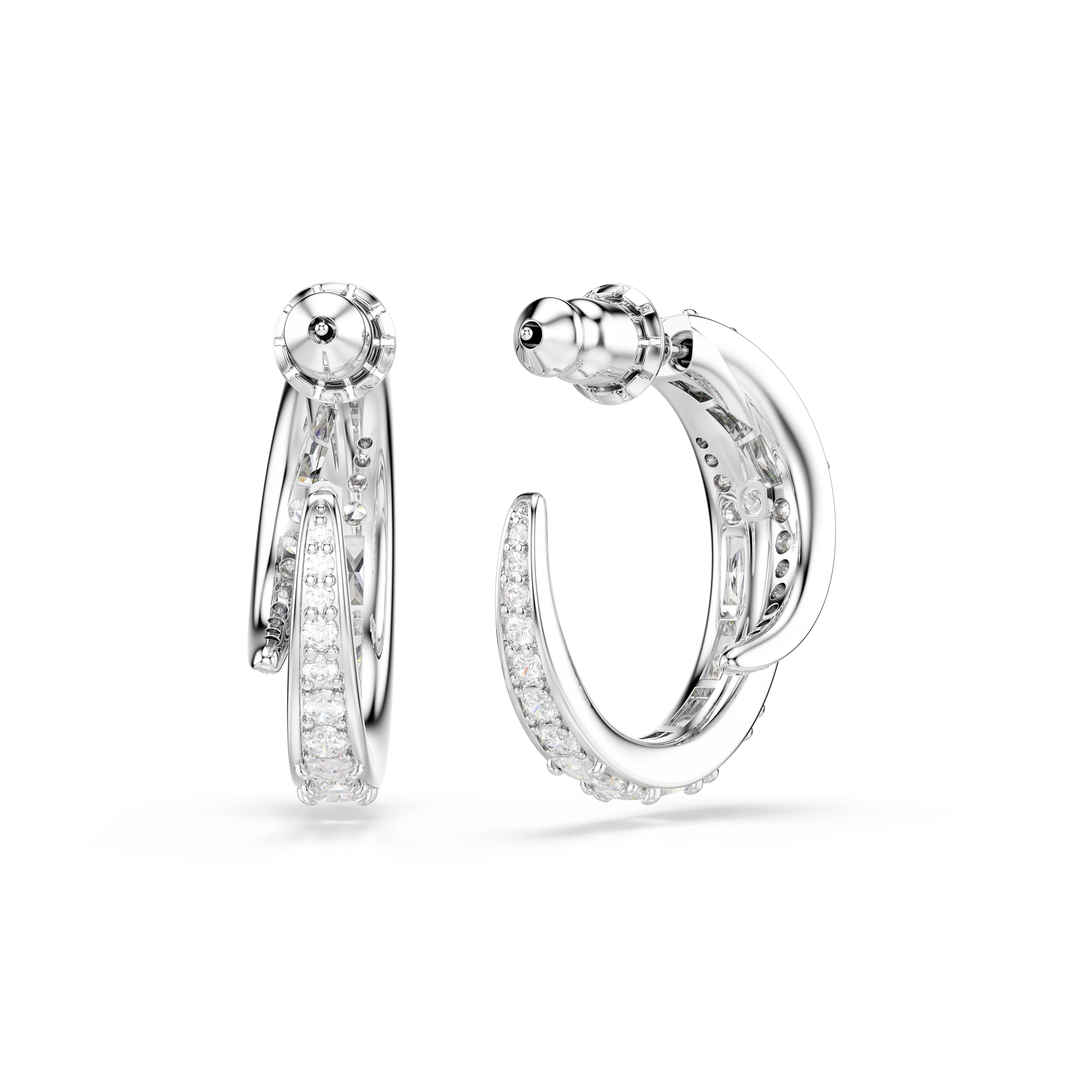 Swarovski Vienna Hoop Earrings – Mixed cuts, White, Rhodium plated