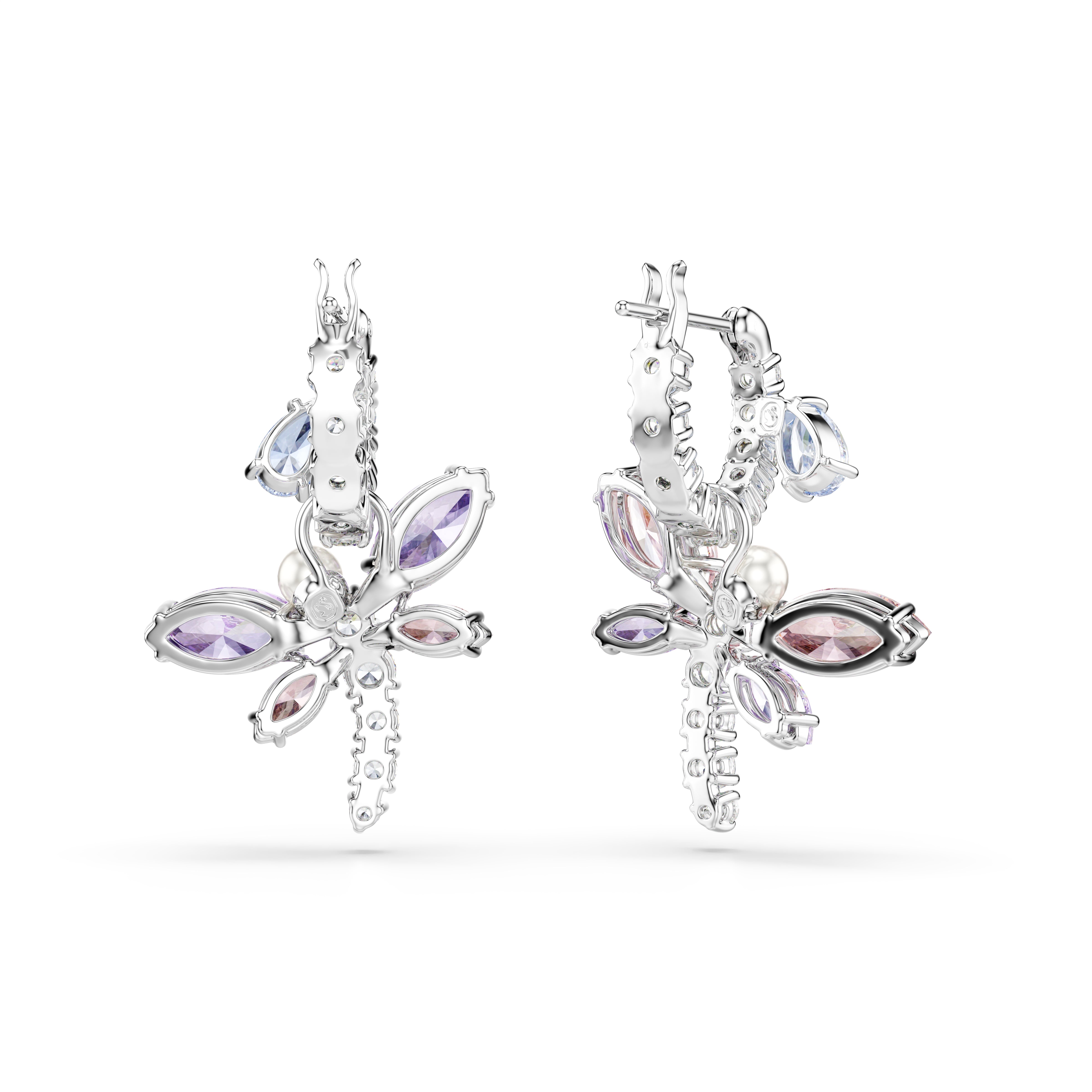 Swarovski Ariana Grande x Swarovski Drop Earrings – Mixed cuts, Dragonfly, Multicolored, Rhodium plated