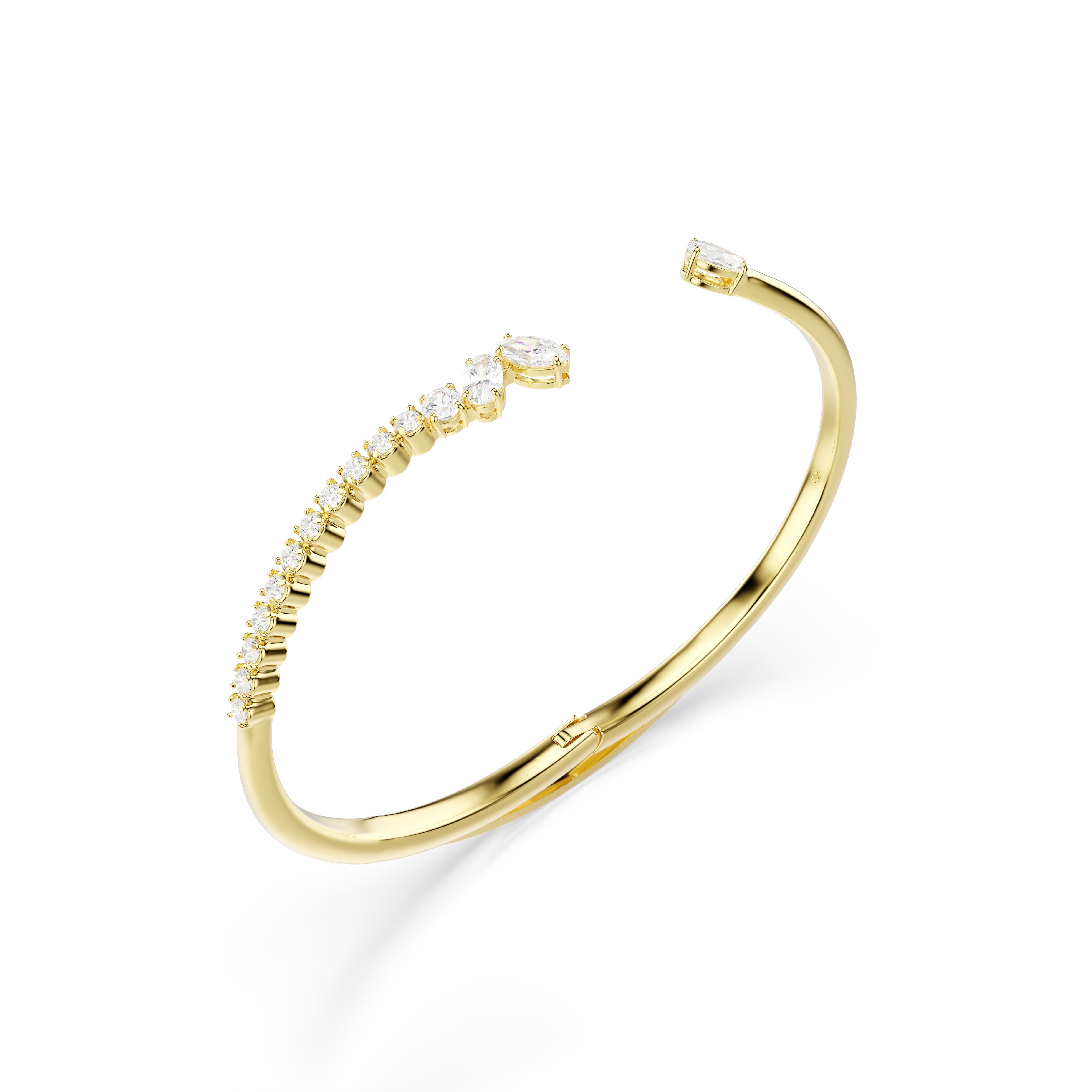 Swarovski Mesmera Bangle – Mixed cuts, White, 18K gold finish