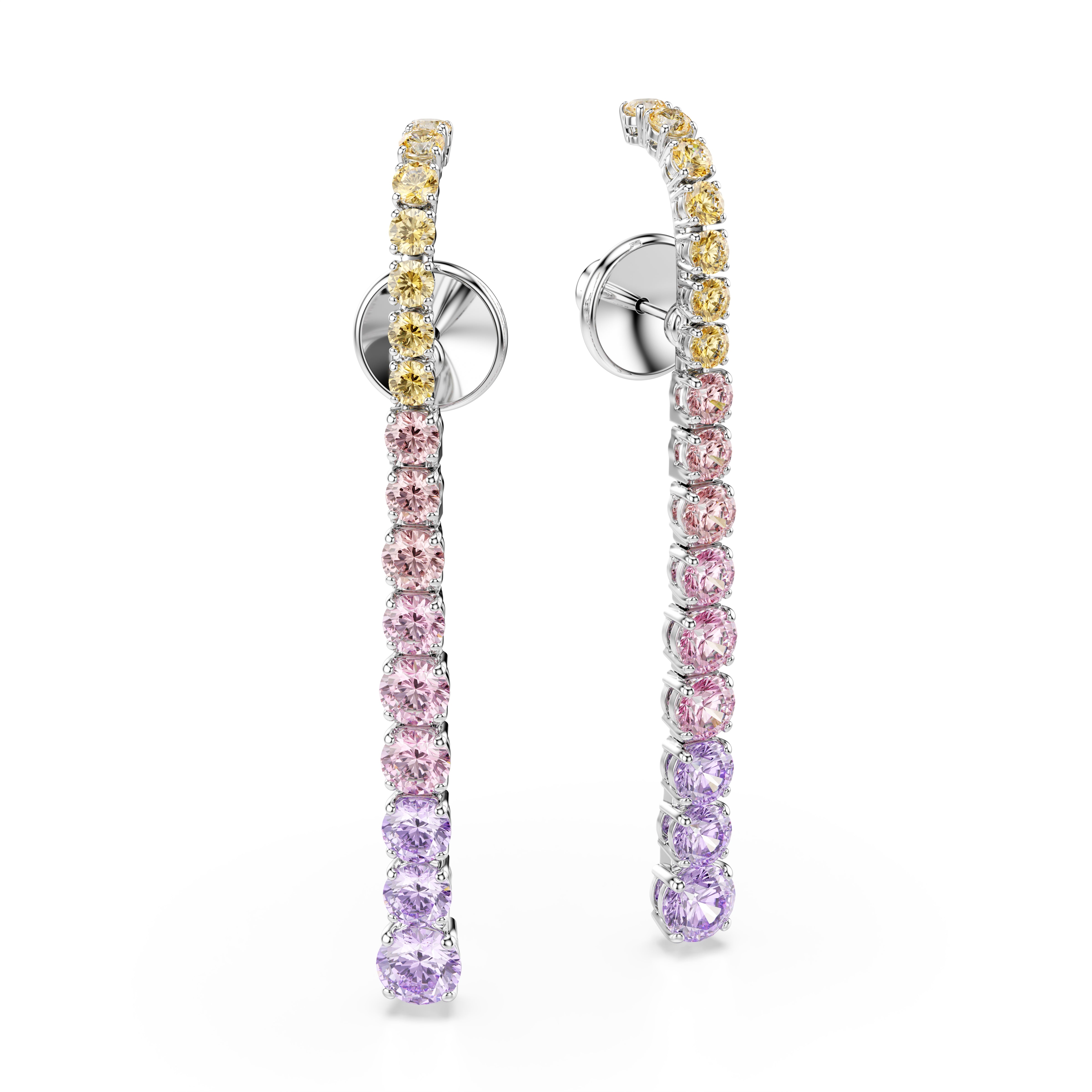 Swarovski Matrix Drop Earrings – Gradient of round cuts, Multicolored, Rhodium plated