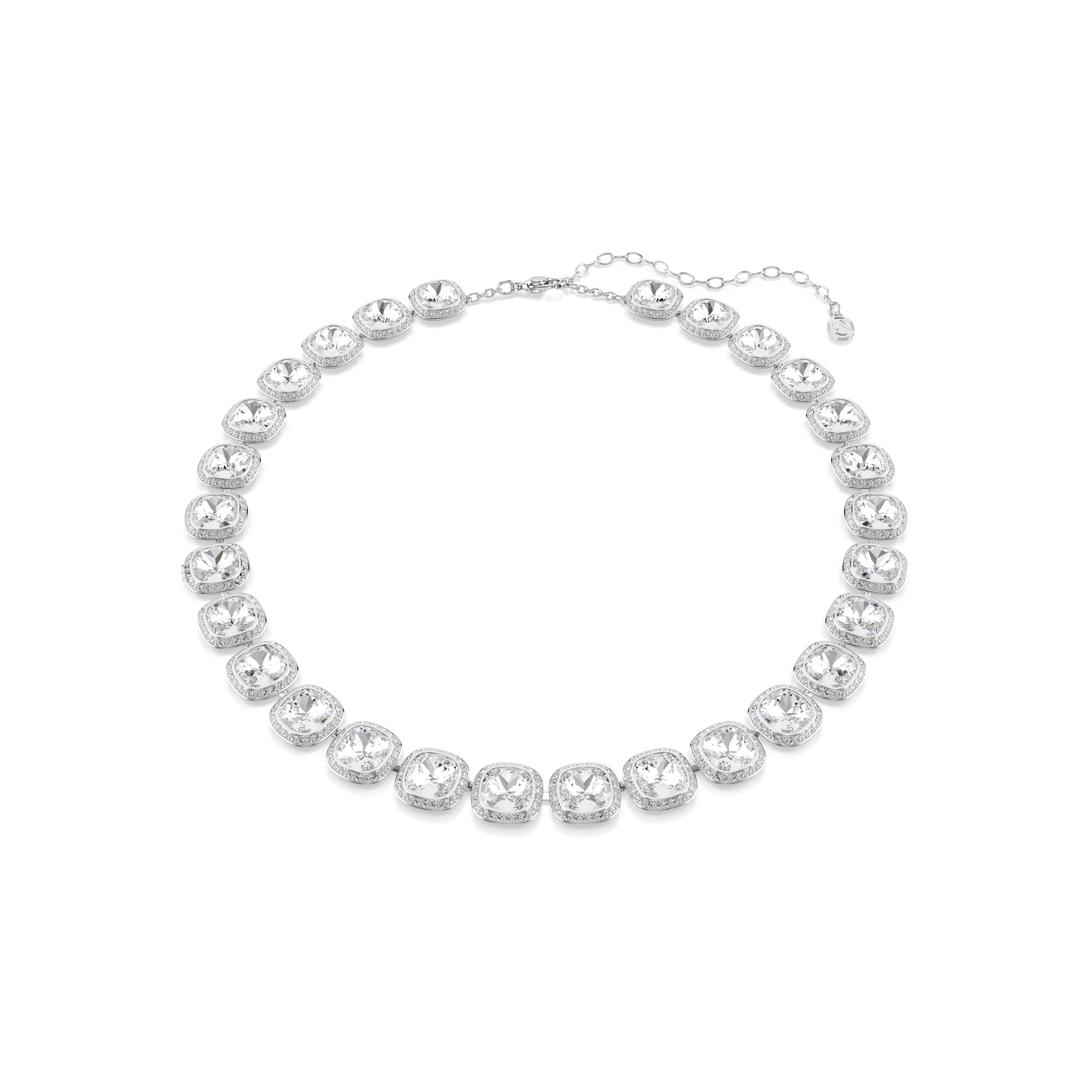 Swarovski Una Angelic Necklace – Cushion cut, White, Rhodium plated