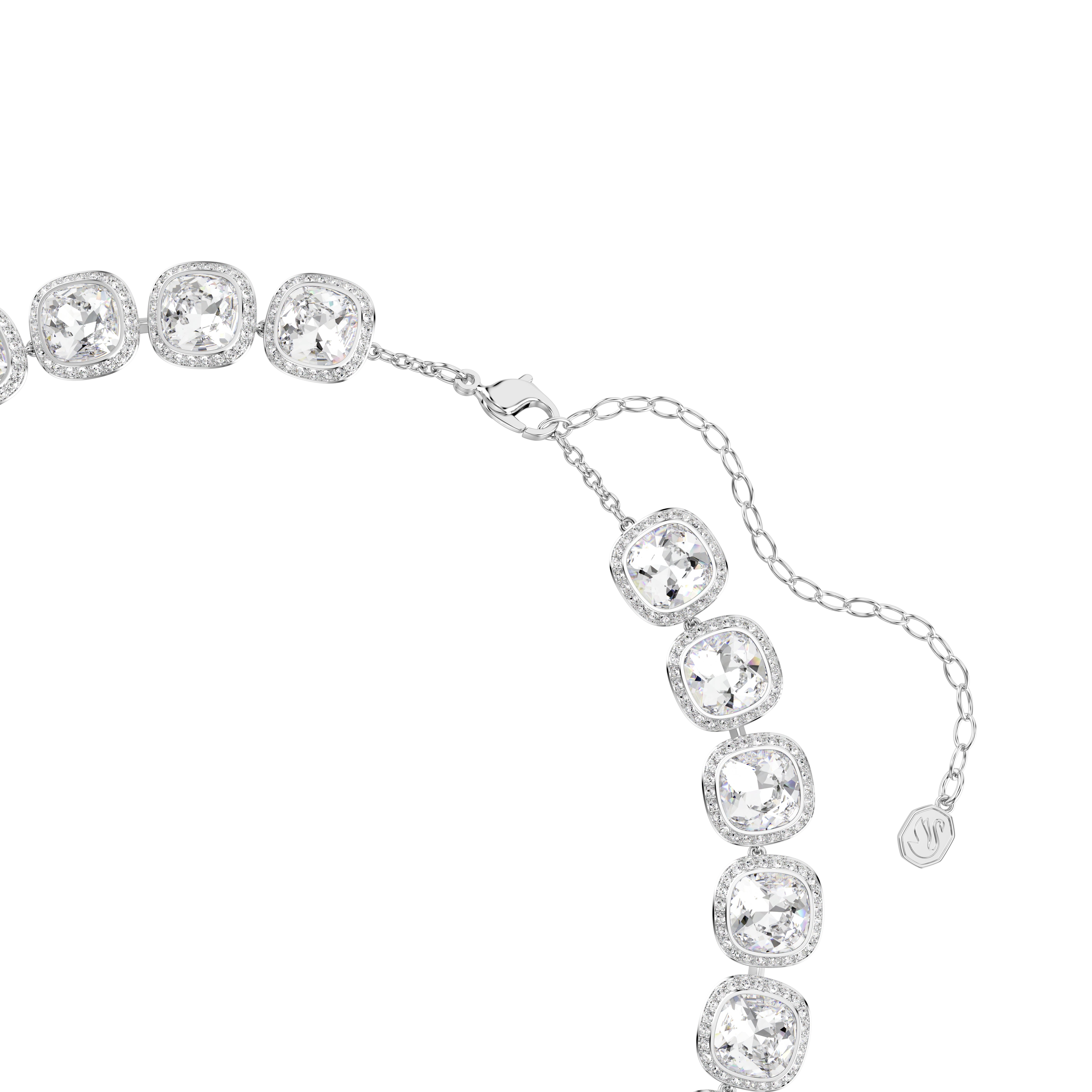Swarovski Una Angelic Necklace – Cushion cut, White, Rhodium plated