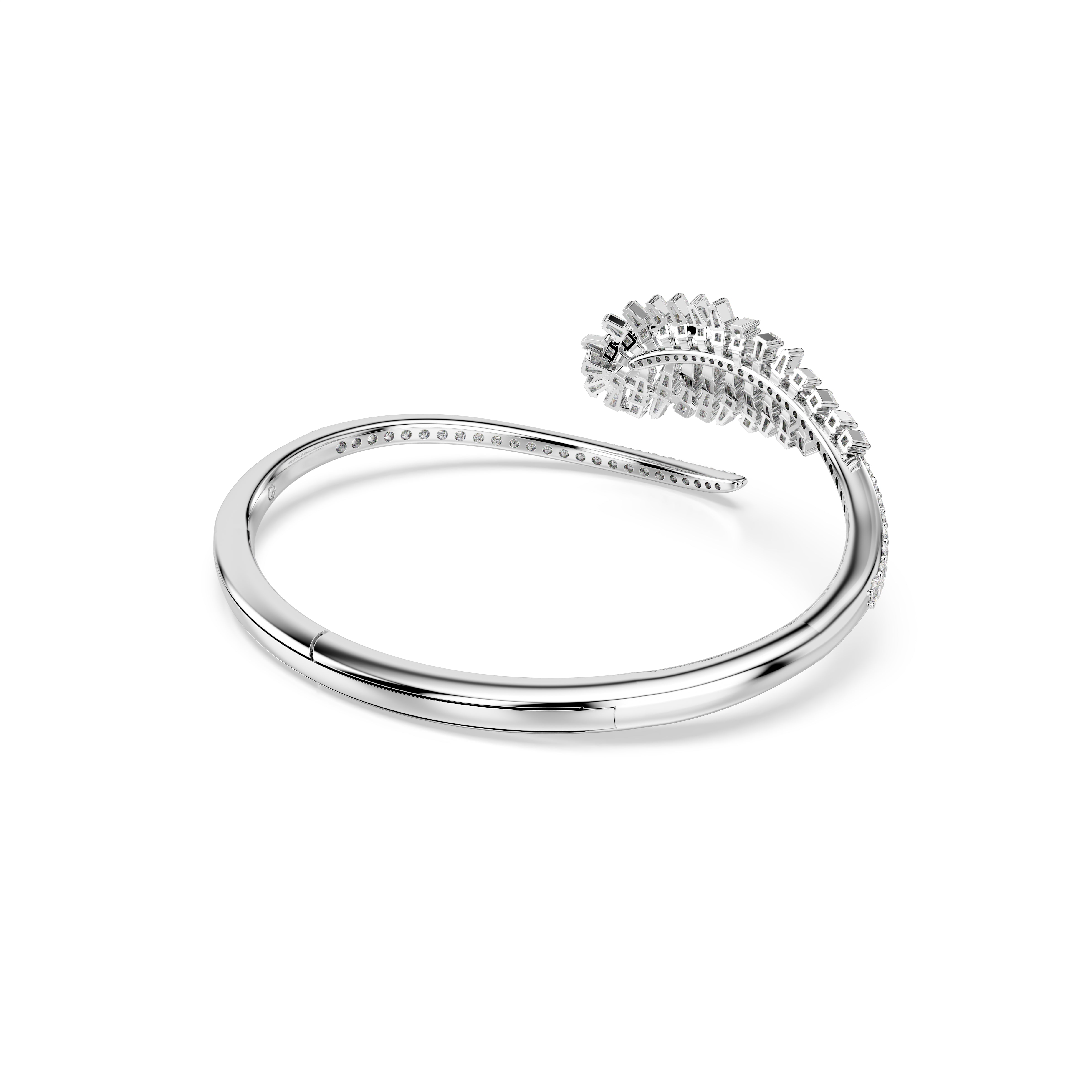 Swarovski Vienna Bangle – Mixed cuts, Feather, White, Rhodium plated