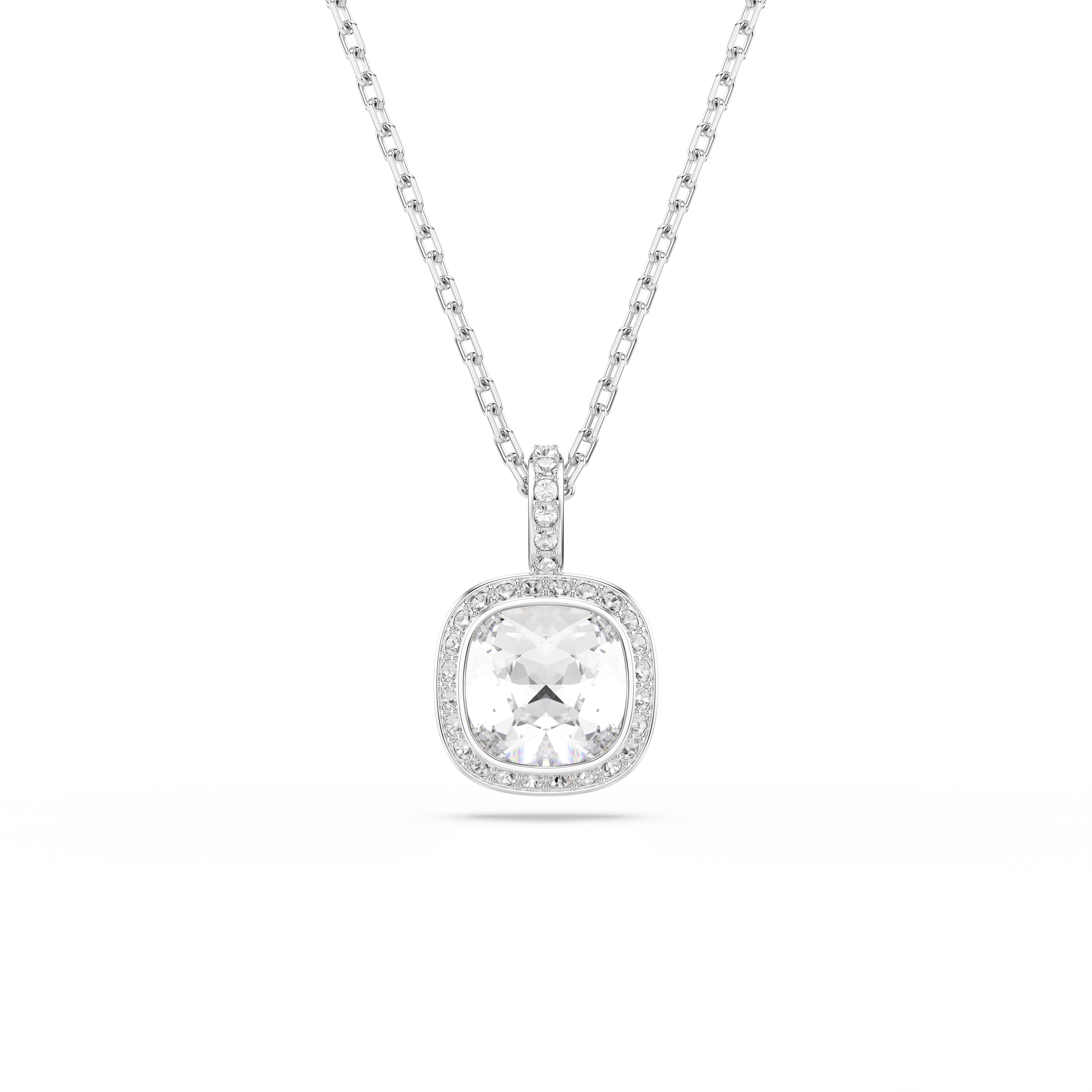 Swarovski Una Angelic Pendant – Cushion cut, White, Rhodium plated