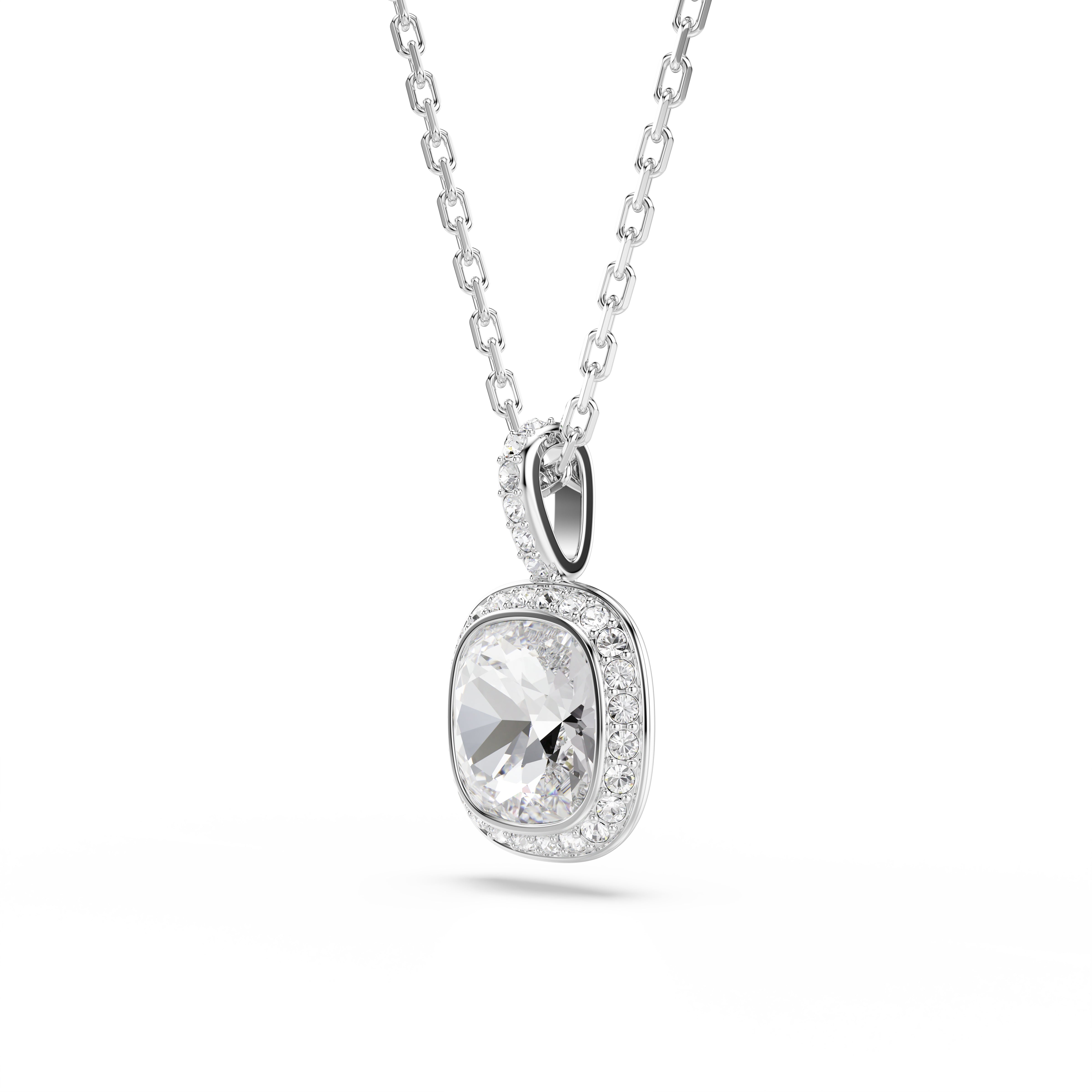 Swarovski Una Angelic Pendant – Cushion cut, White, Rhodium plated