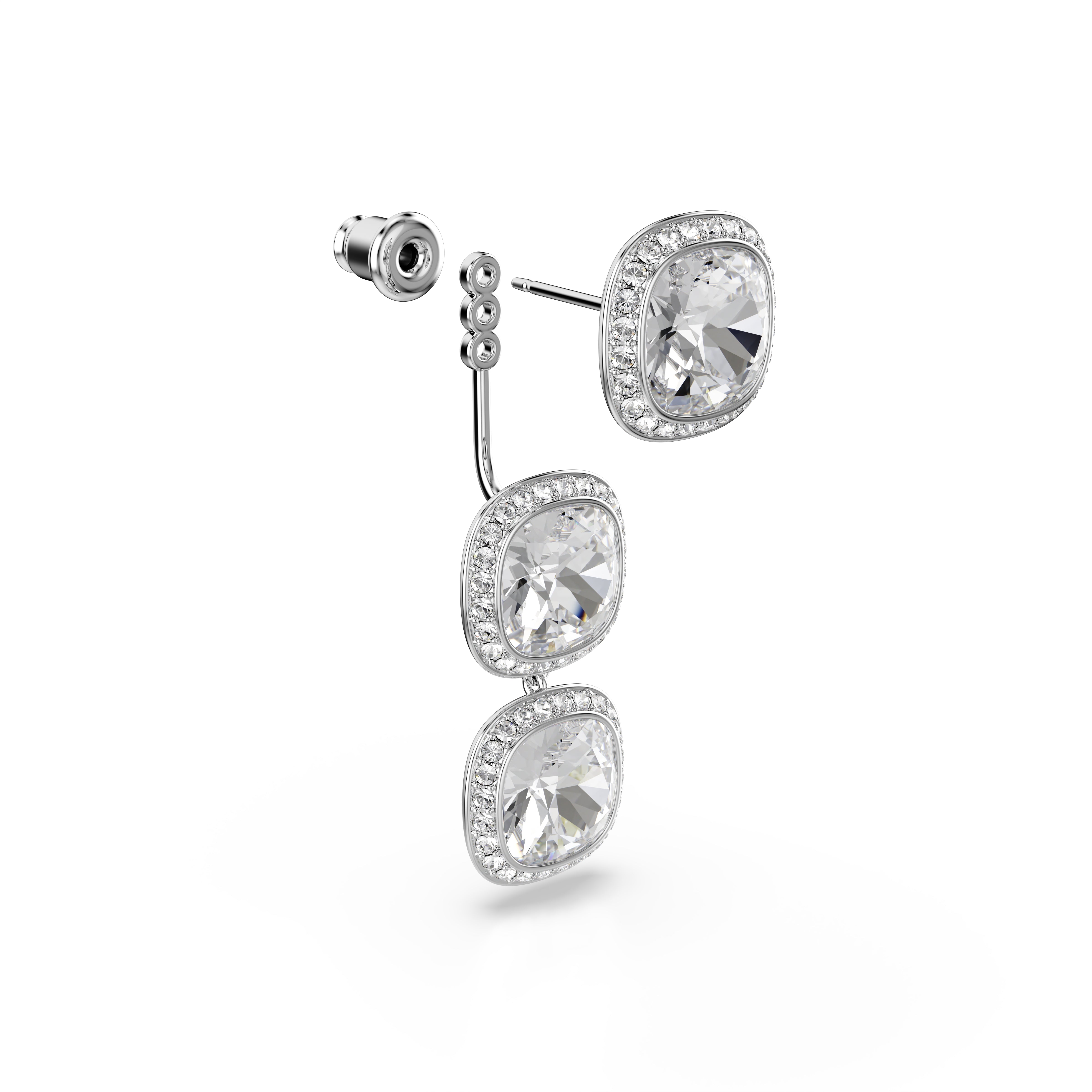 Swarovski Una Angelic Earrings – Cushion cut, White, Rhodium plated