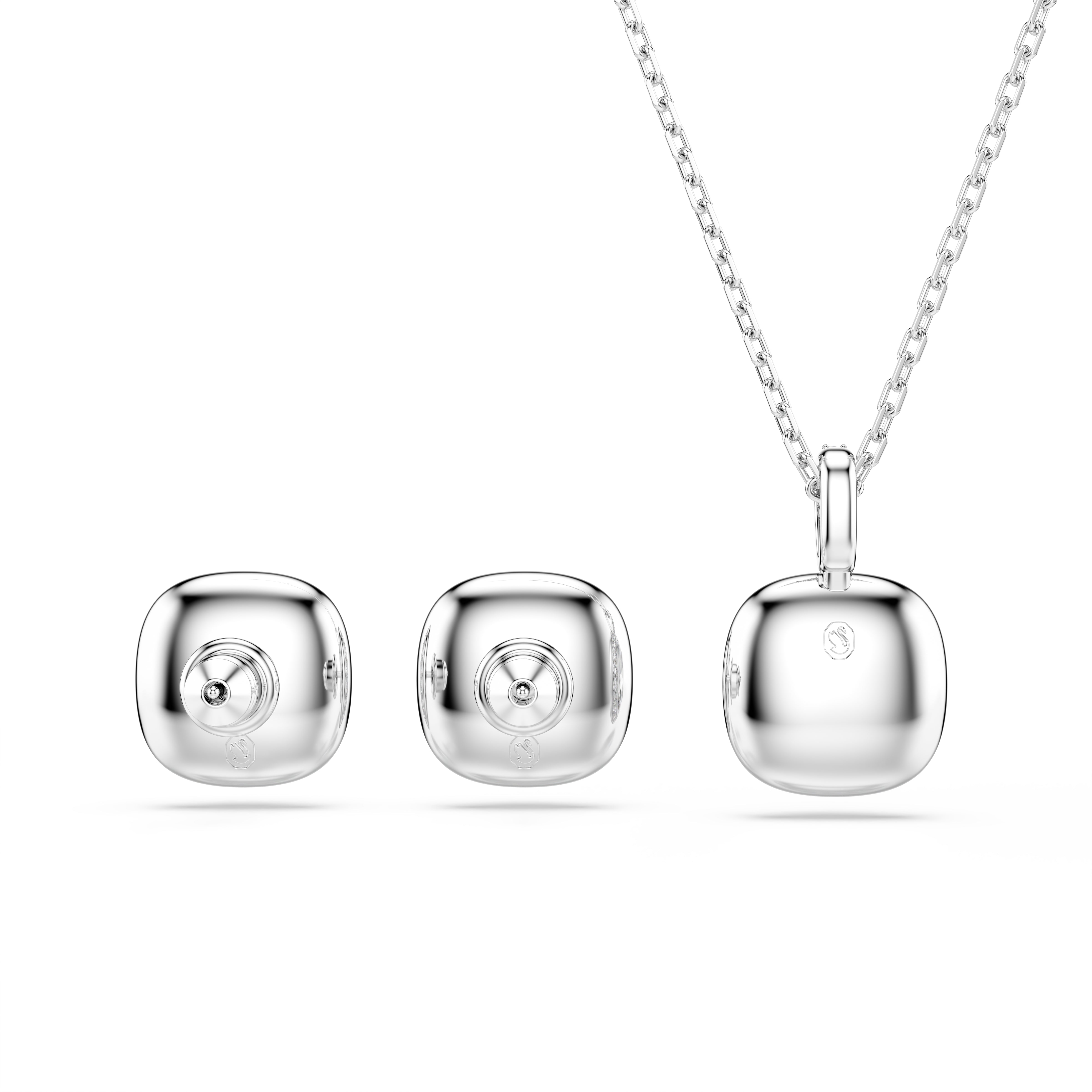 Swarovski Una Angelic Set – Cushion cut, White, Rhodium plated