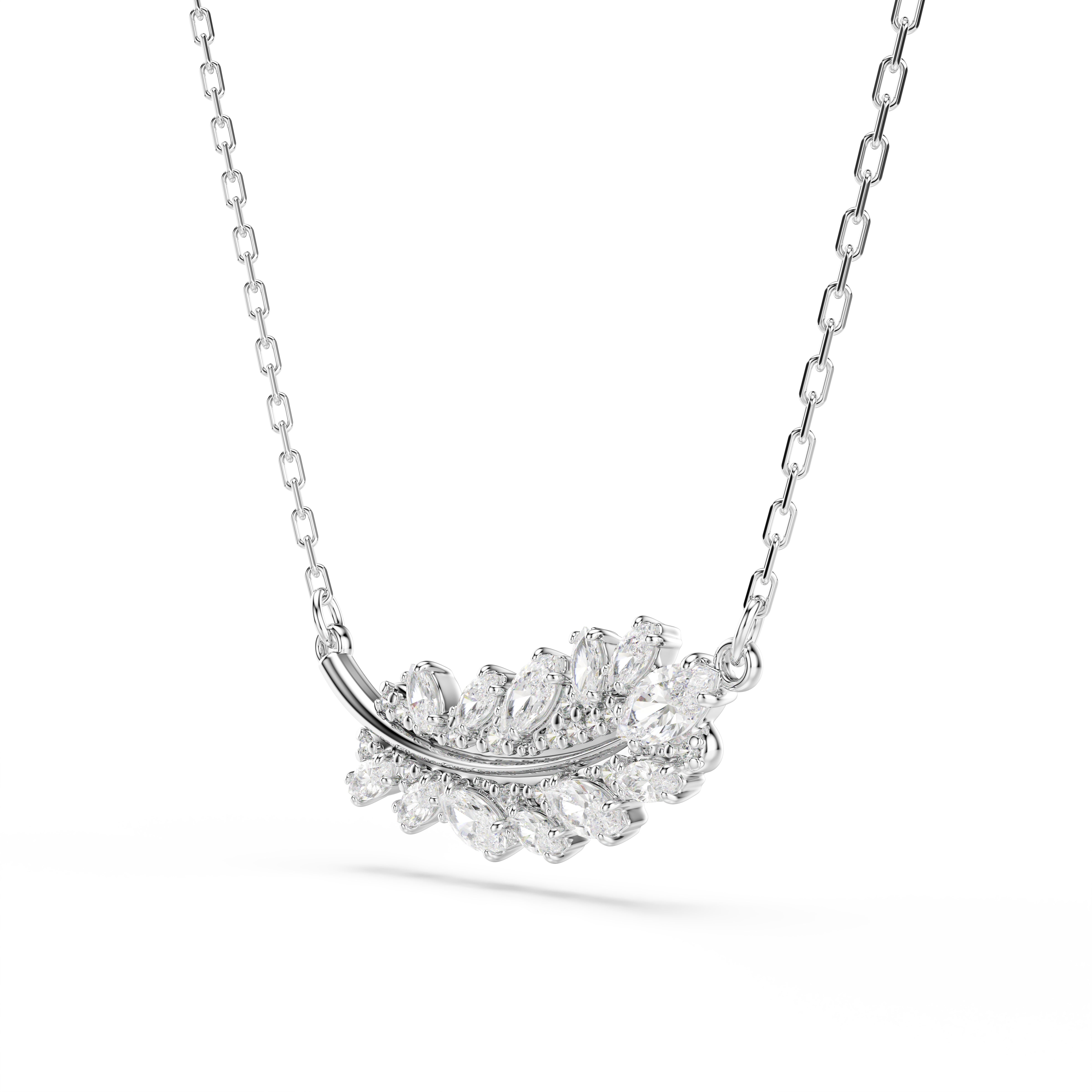 Swarovski Vienna Pendant – Mixed cuts, Feather, White, Rhodium plated