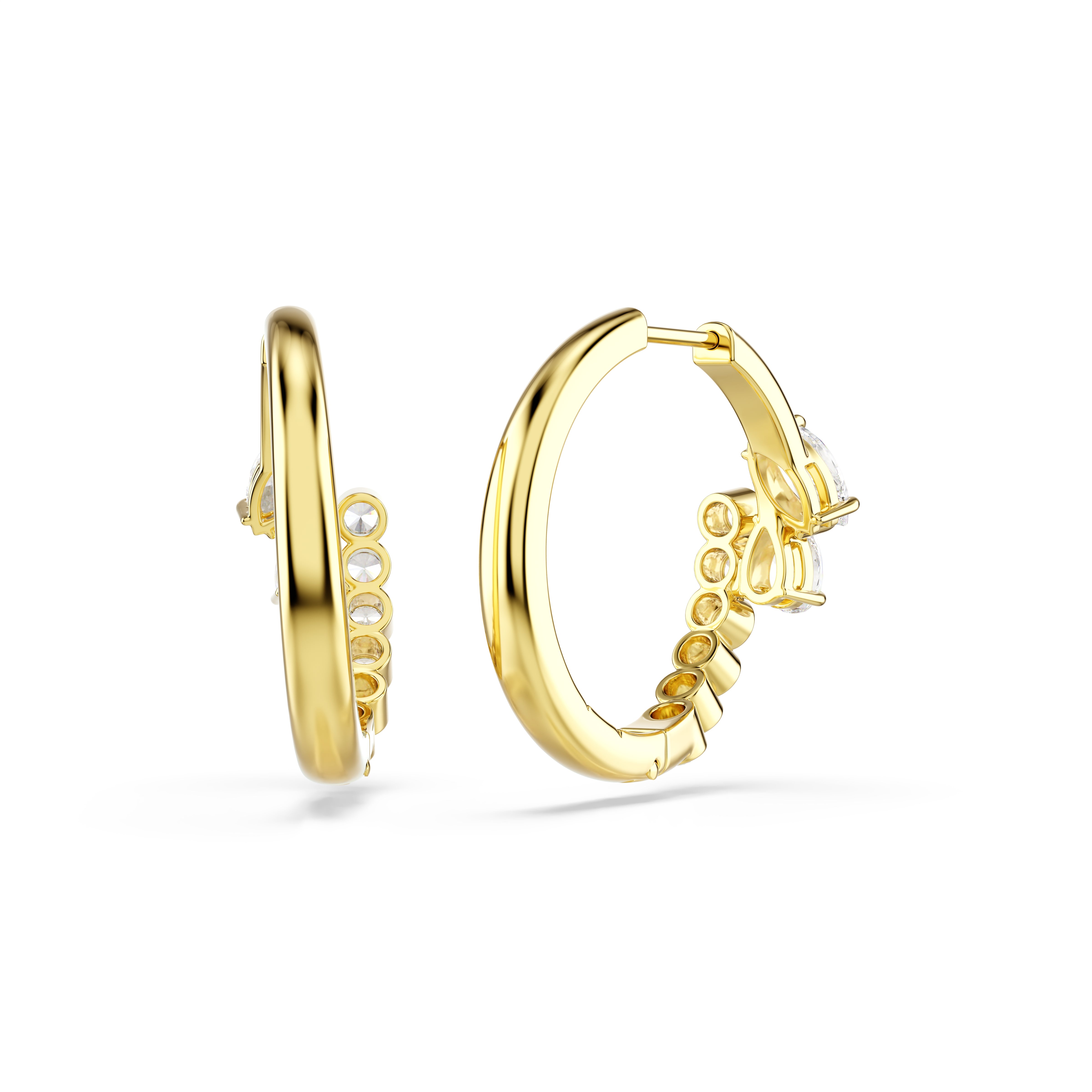 Swarovski Mesmera Hoop Earrings – Mixed cuts, White, 18K gold finish