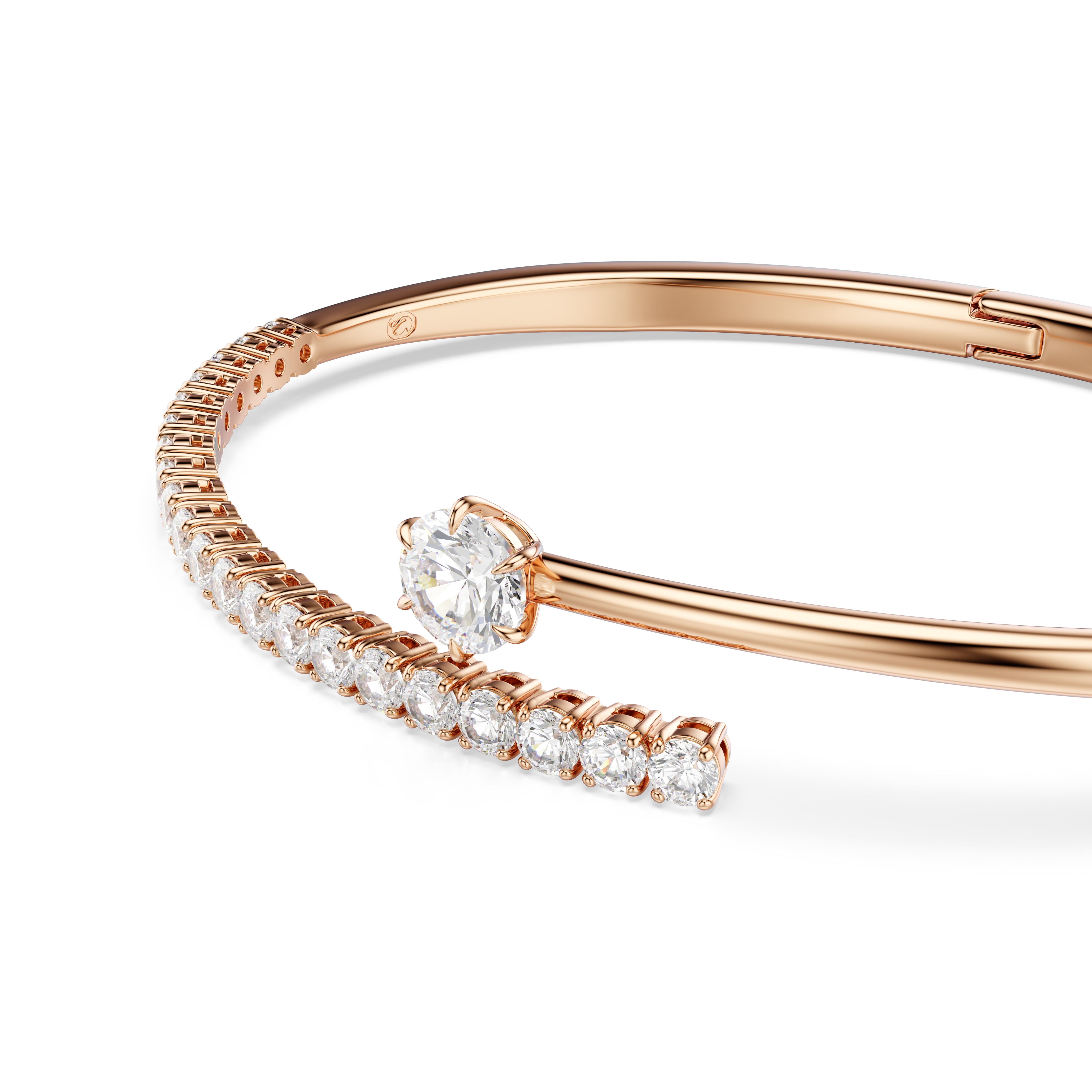 Swarovski Matrix Bangle – Round cut, White, 18K rose gold finish