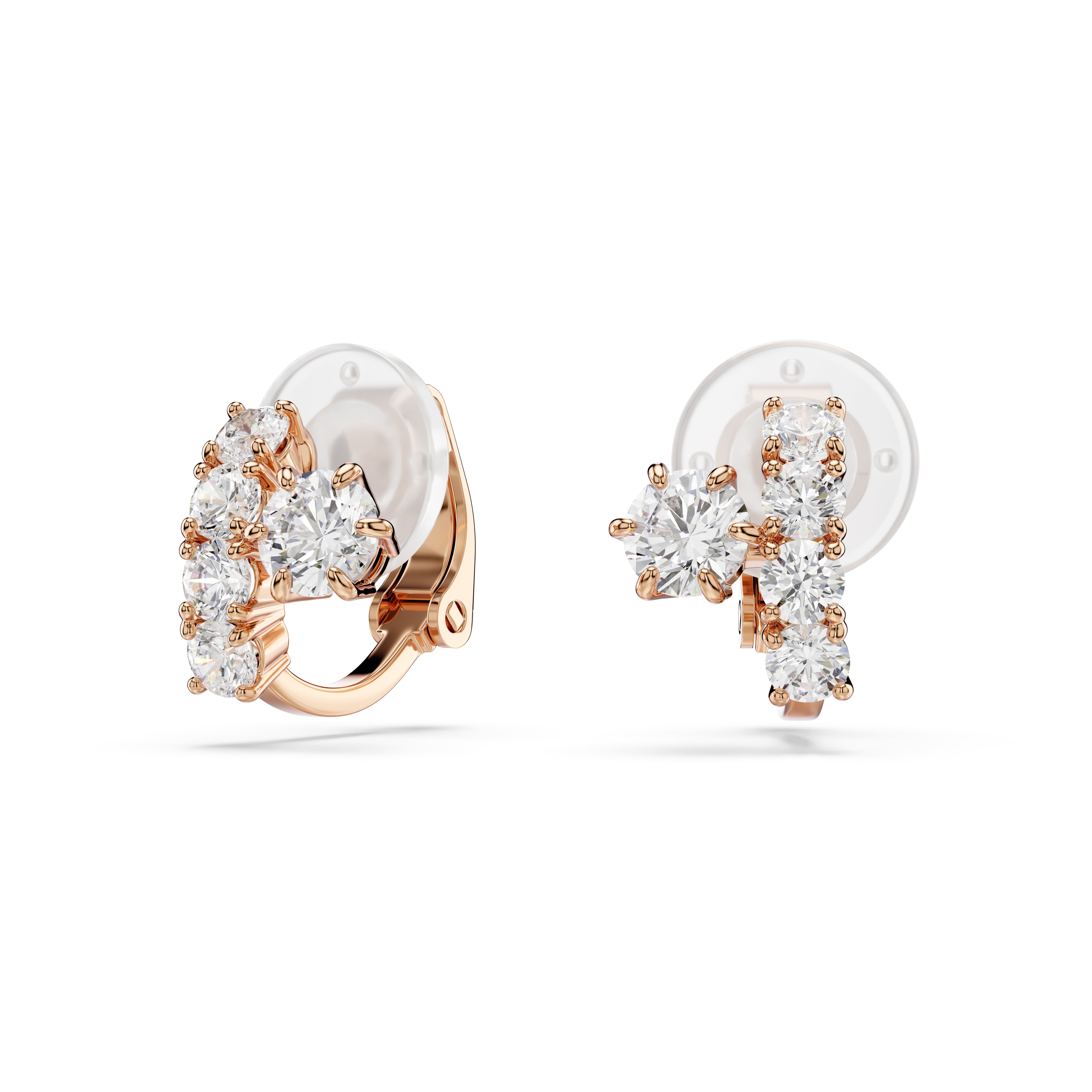 Swarovski Matrix Clip Earrings – Round cut, White, 18K rose gold finish