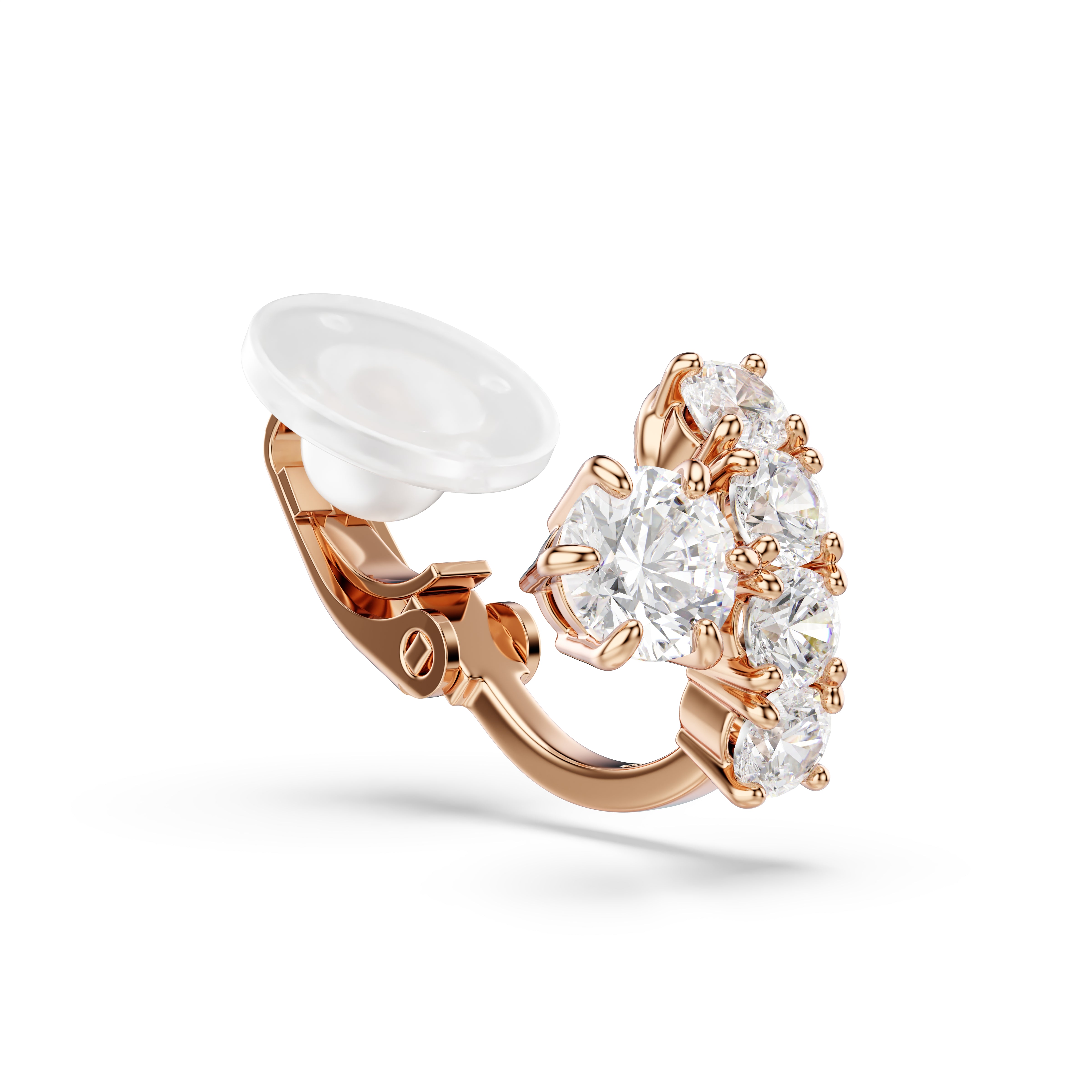 Swarovski Matrix Clip Earrings – Round cut, White, 18K rose gold finish