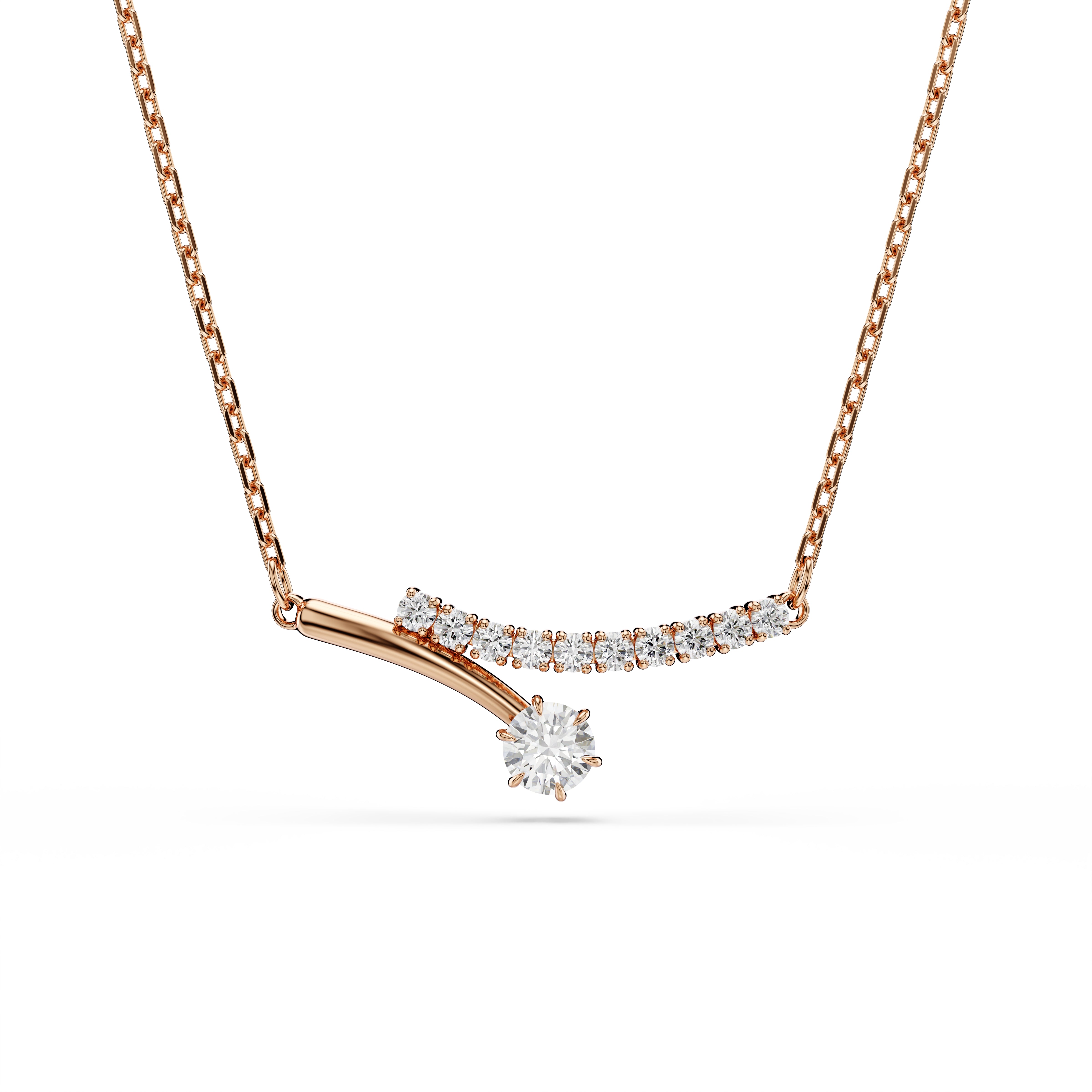 Swarovski Matrix Necklace – Round cut, White, 18K rose gold finish