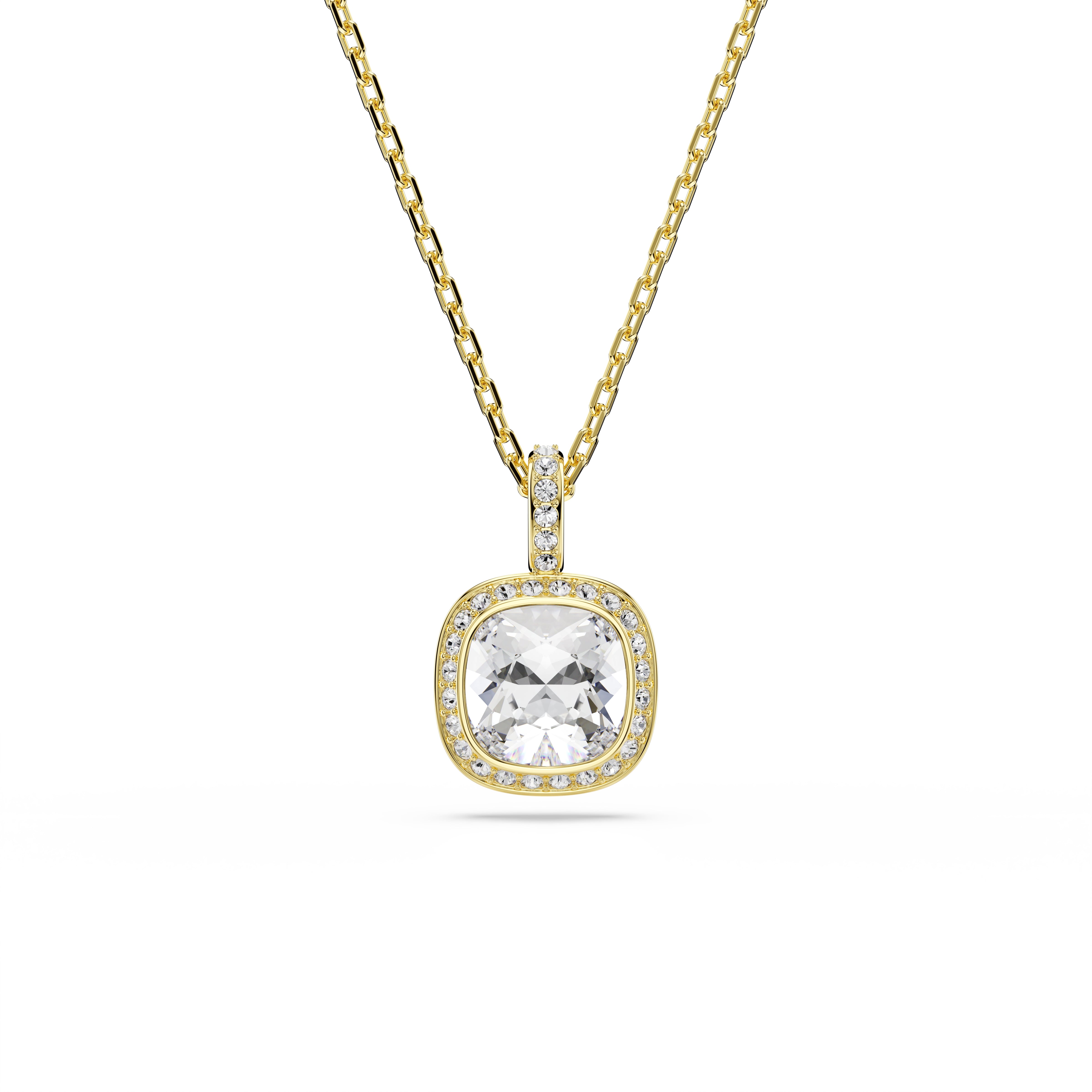 Swarovski Una Angelic Pendant – Cushion cut, White, 18K gold finish