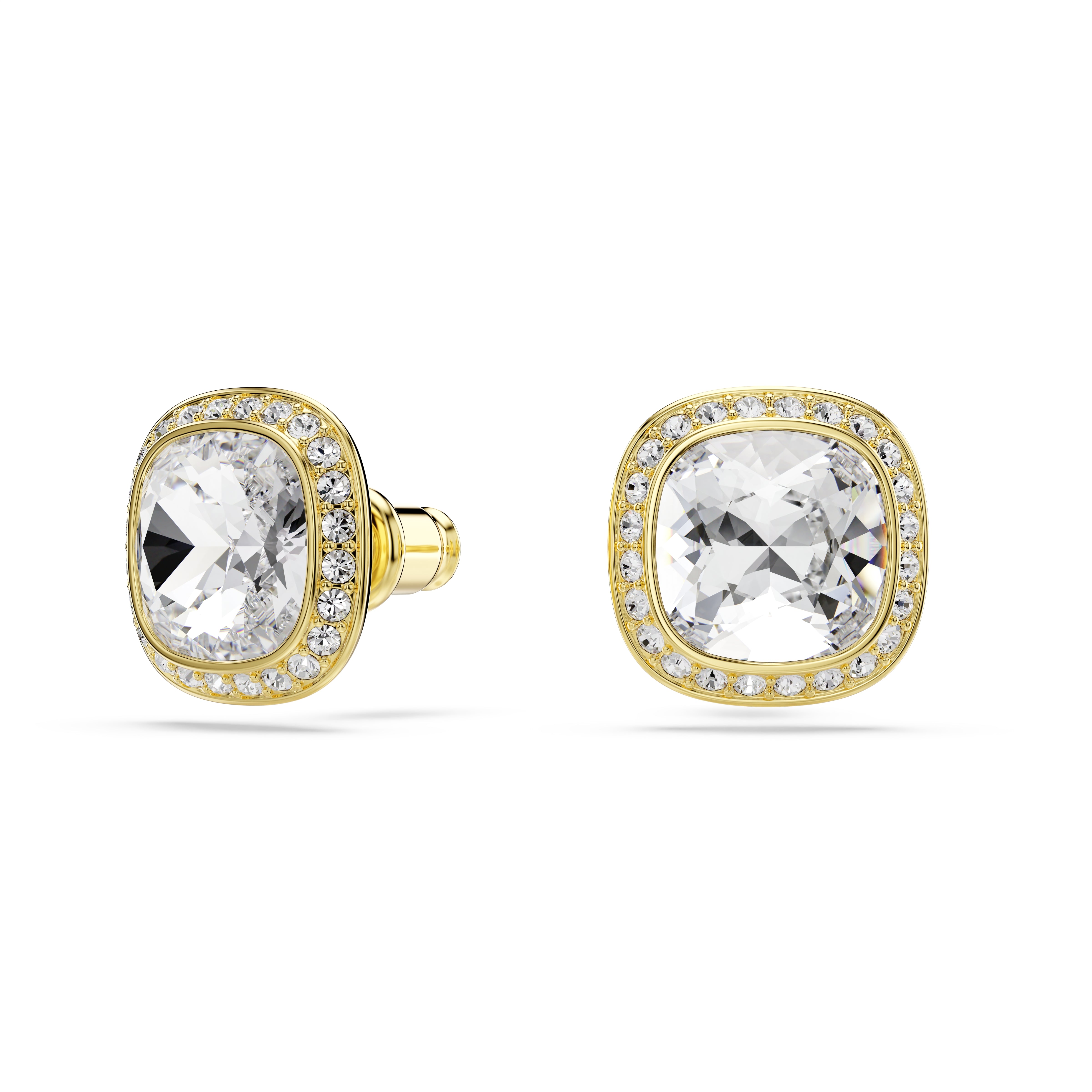 Swarovski Una Angelic Stud Earrings – Cushion cut, White, 18K gold finish