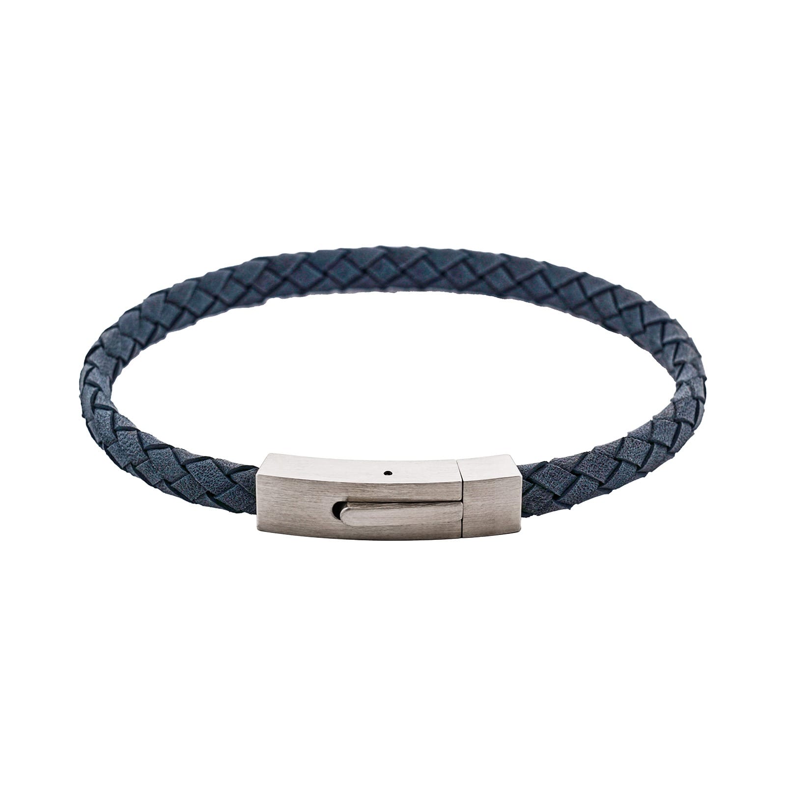Cudworth Braided Suede & Steel Calabria Bracelet, 21.5cm x 6mm, Ocean