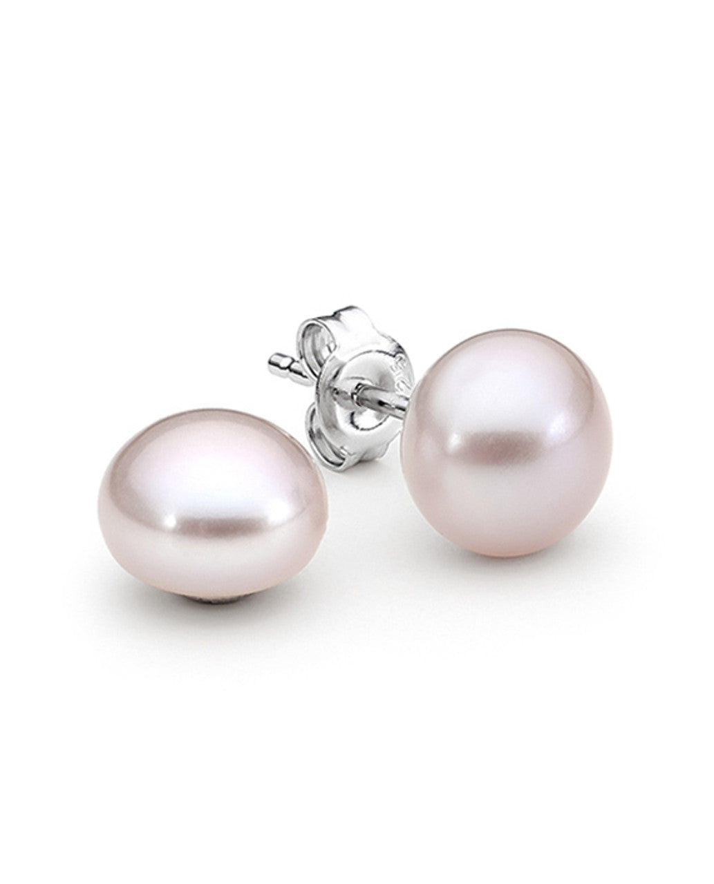 IKECHO Sterling Silver Pink Freshwater Pearl "Luna" Stud Earrings