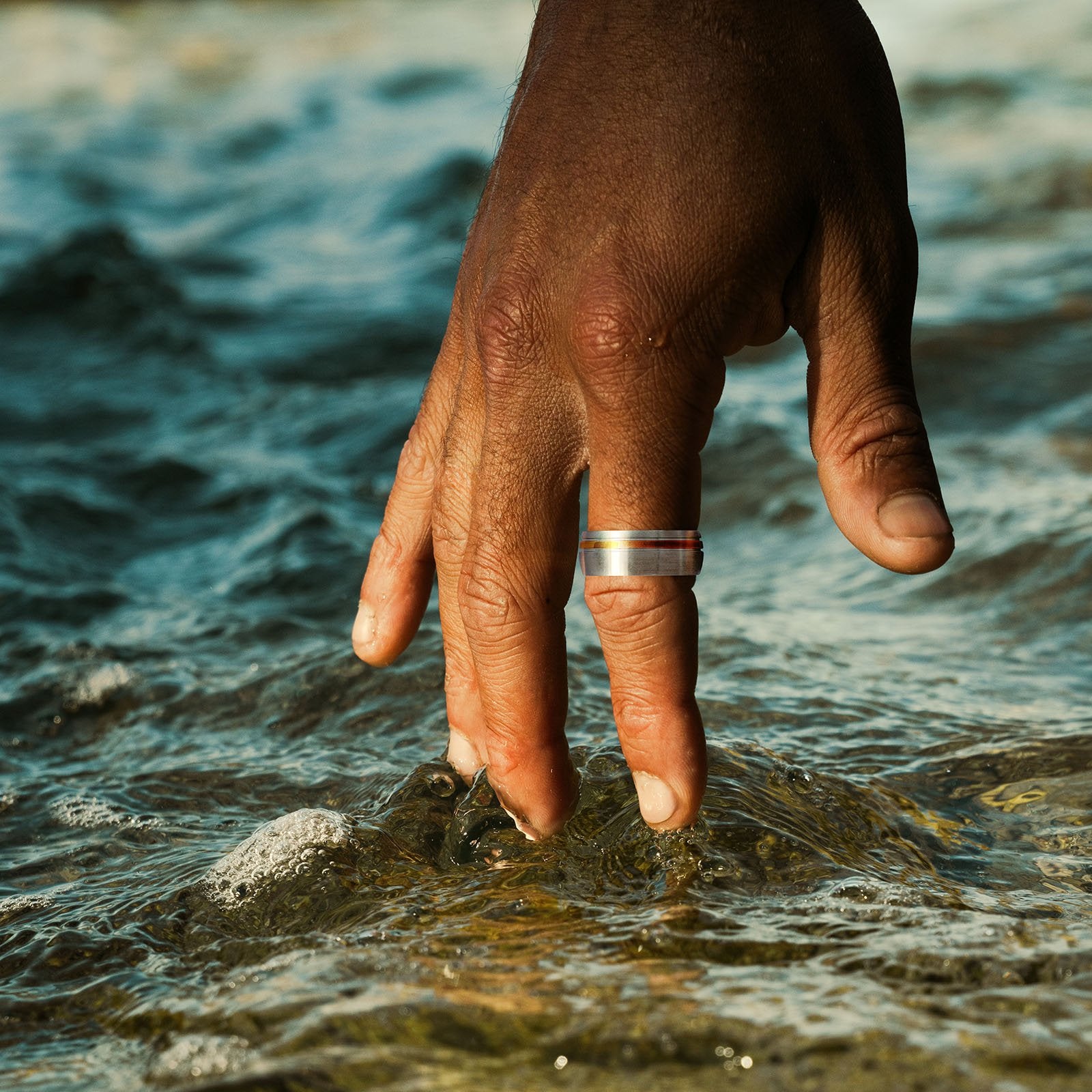 Cudworth Brushed Stainless Steel Ring with Polished Ion Plated Rose Gold Band