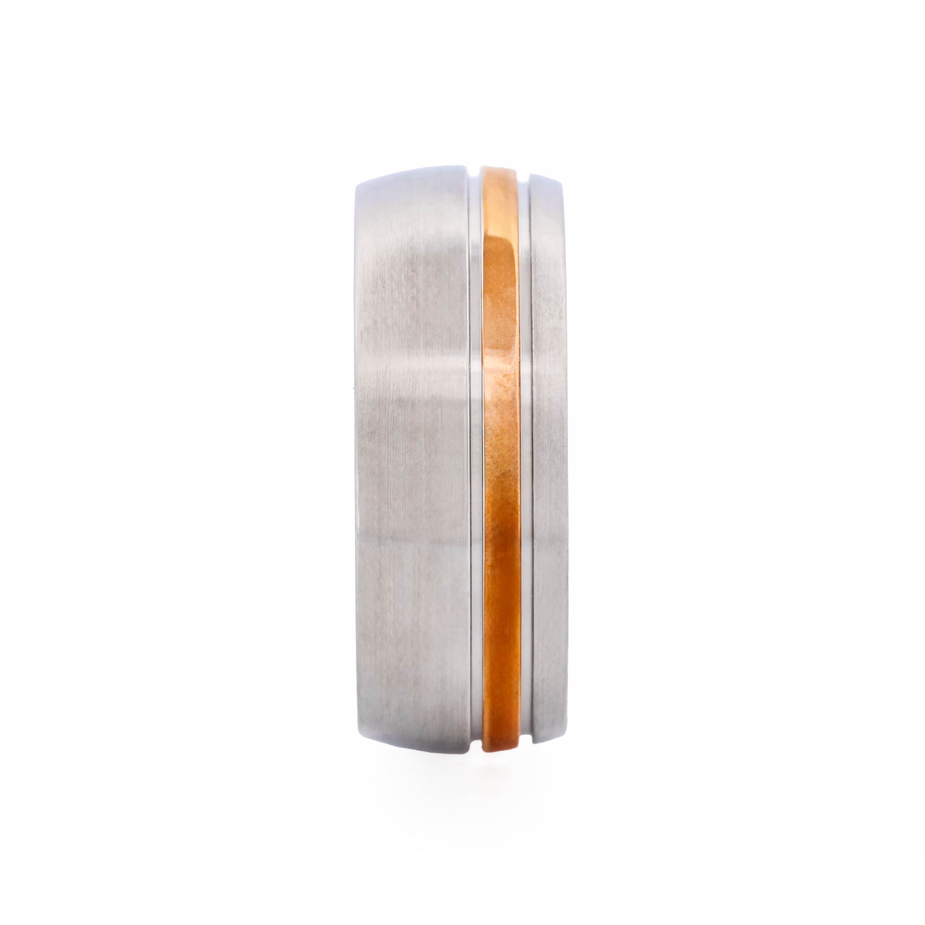 Cudworth Brushed Stainless Steel Ring with Polished Ion Plated Rose Gold Band