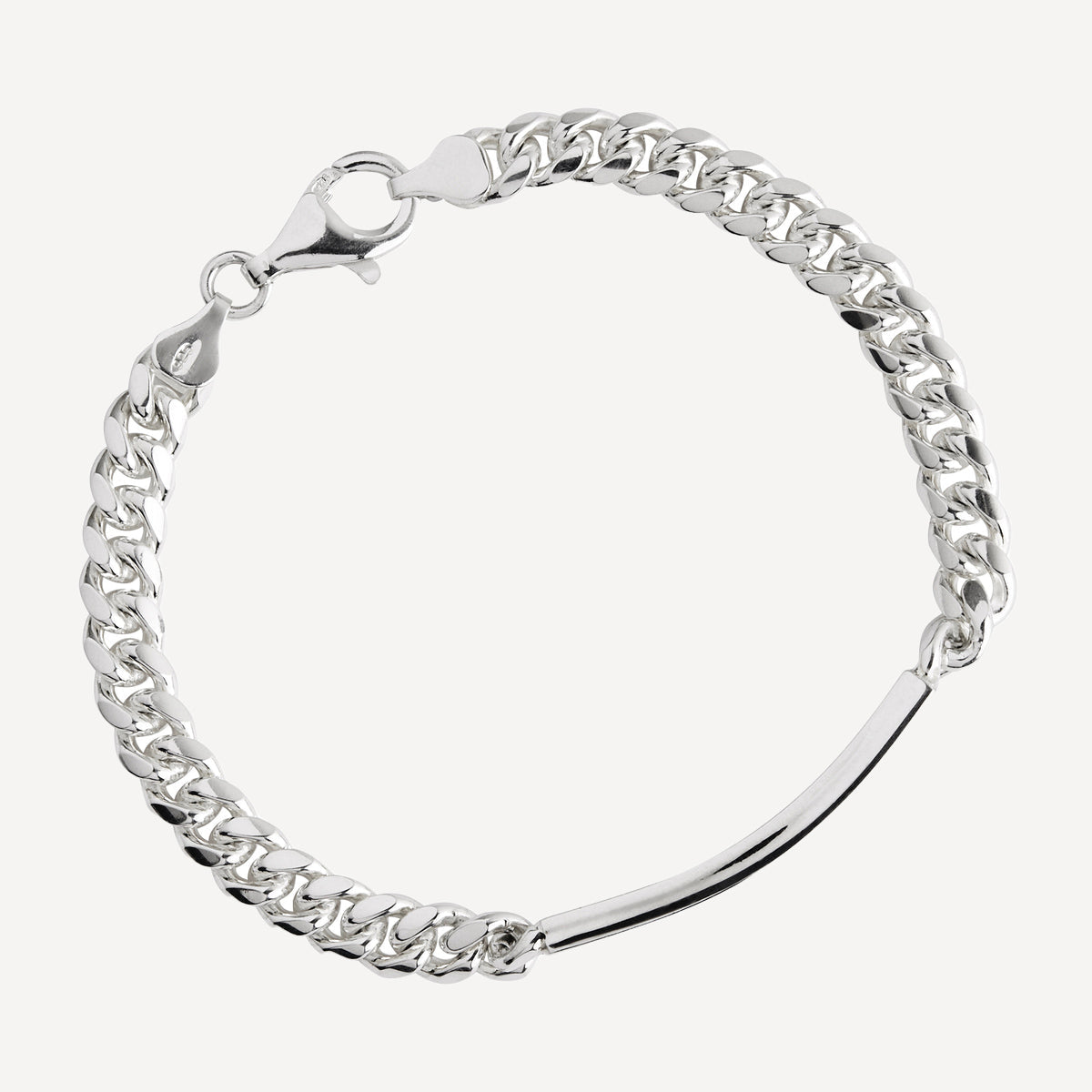 Najo Cuban Men’s Silver ID Chain Bracelet
