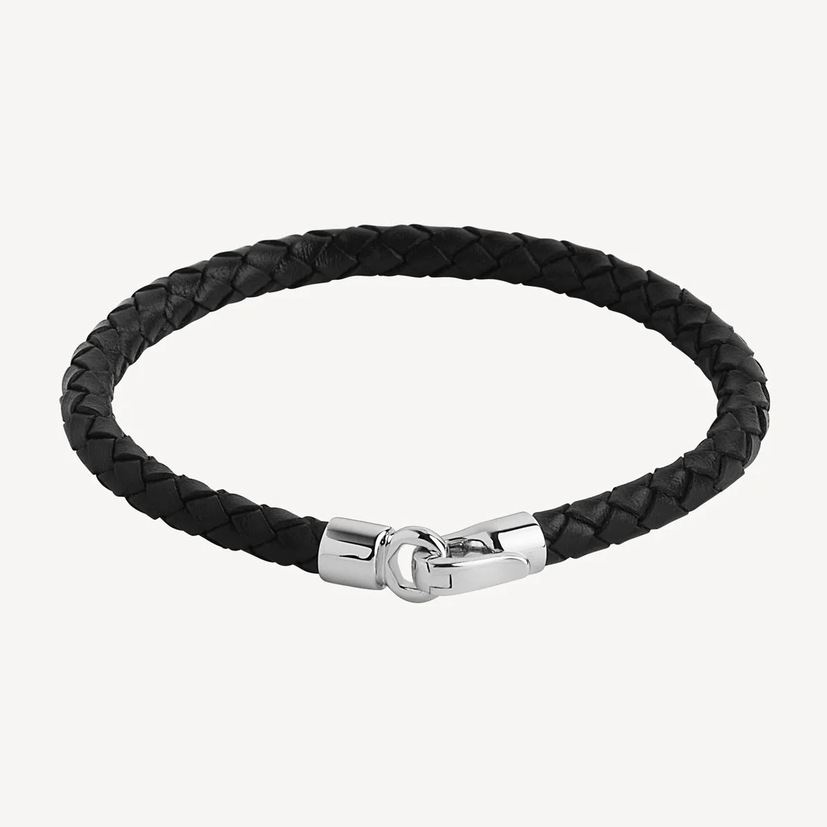 Najo Mariner Men’s Black Plaited Leather and Steel Bracelet