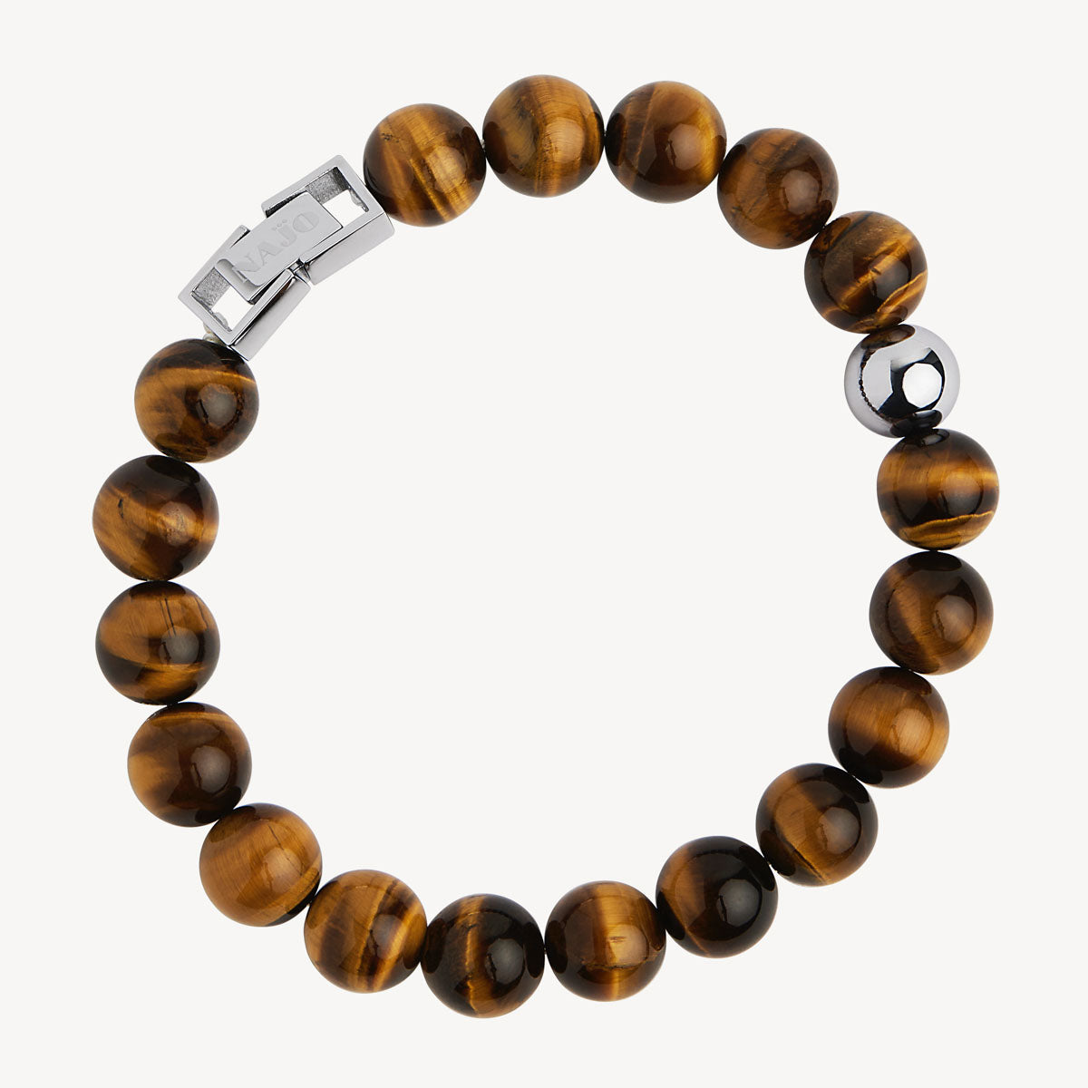 Najo Atlas Men's Beaded Bracelet -Tiger's Eye (10mm)