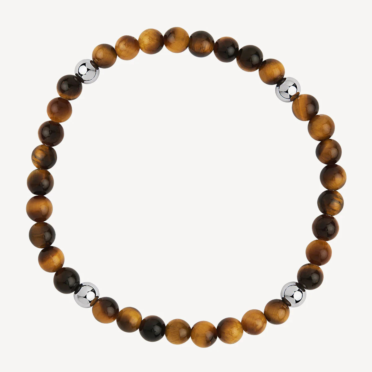 Najo Apollo Men's 6mm Tiger Eye & Steel Stretch Bracelet