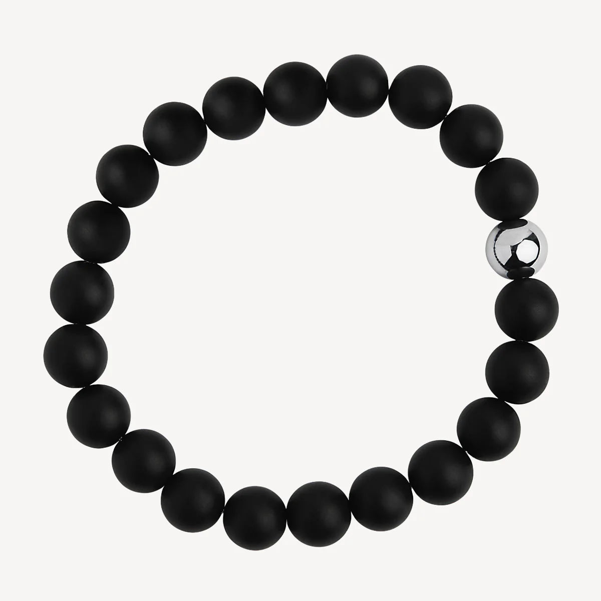 Najo Apollo Men's 10mm Onyx & Steel Stretch Bracelet