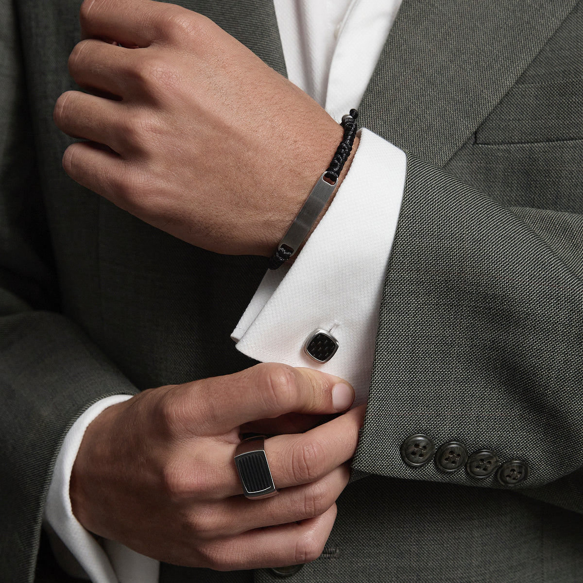 Najo Aviator Carbon Fibre and Steel Cufflinks