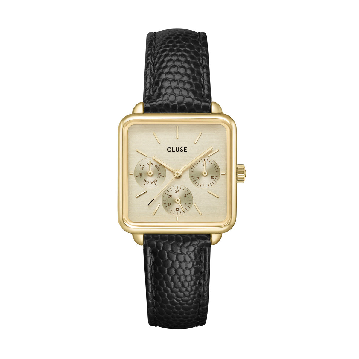 CLUSE La Tetragone Multifunction Leather Black Lizard/Gold