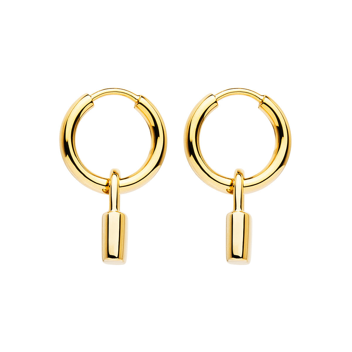 NAJO Love Lock Yellow Gold Huggie Earrings