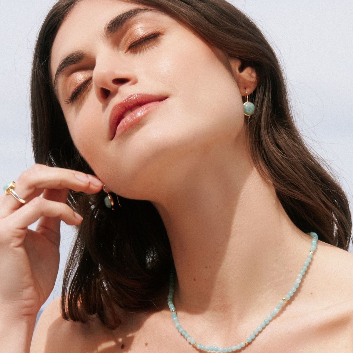 NAJO Azzurro Yellow Gold Amazonite Earrings