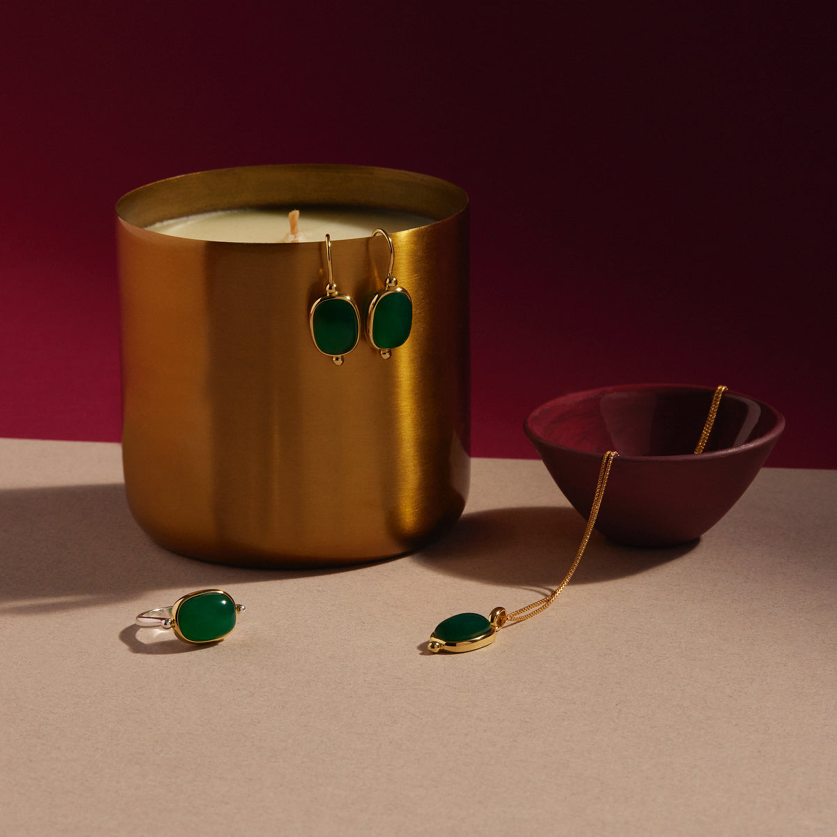 Najo Fleur Green Onyx Earrings