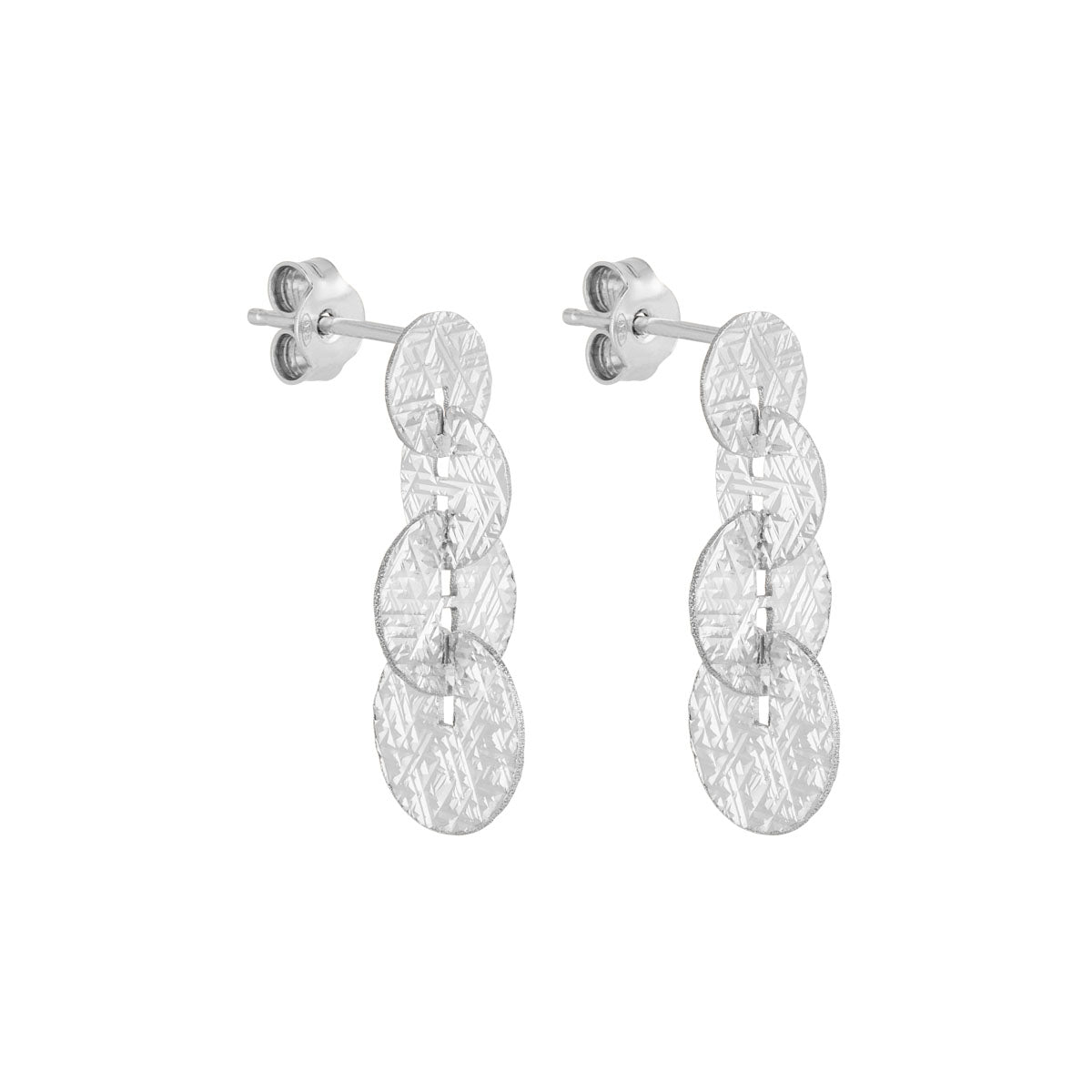 Najo Graduated Silver Disc Stud Earrings
