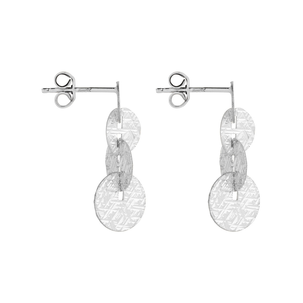 Najo Graduated Silver Disc Stud Earrings