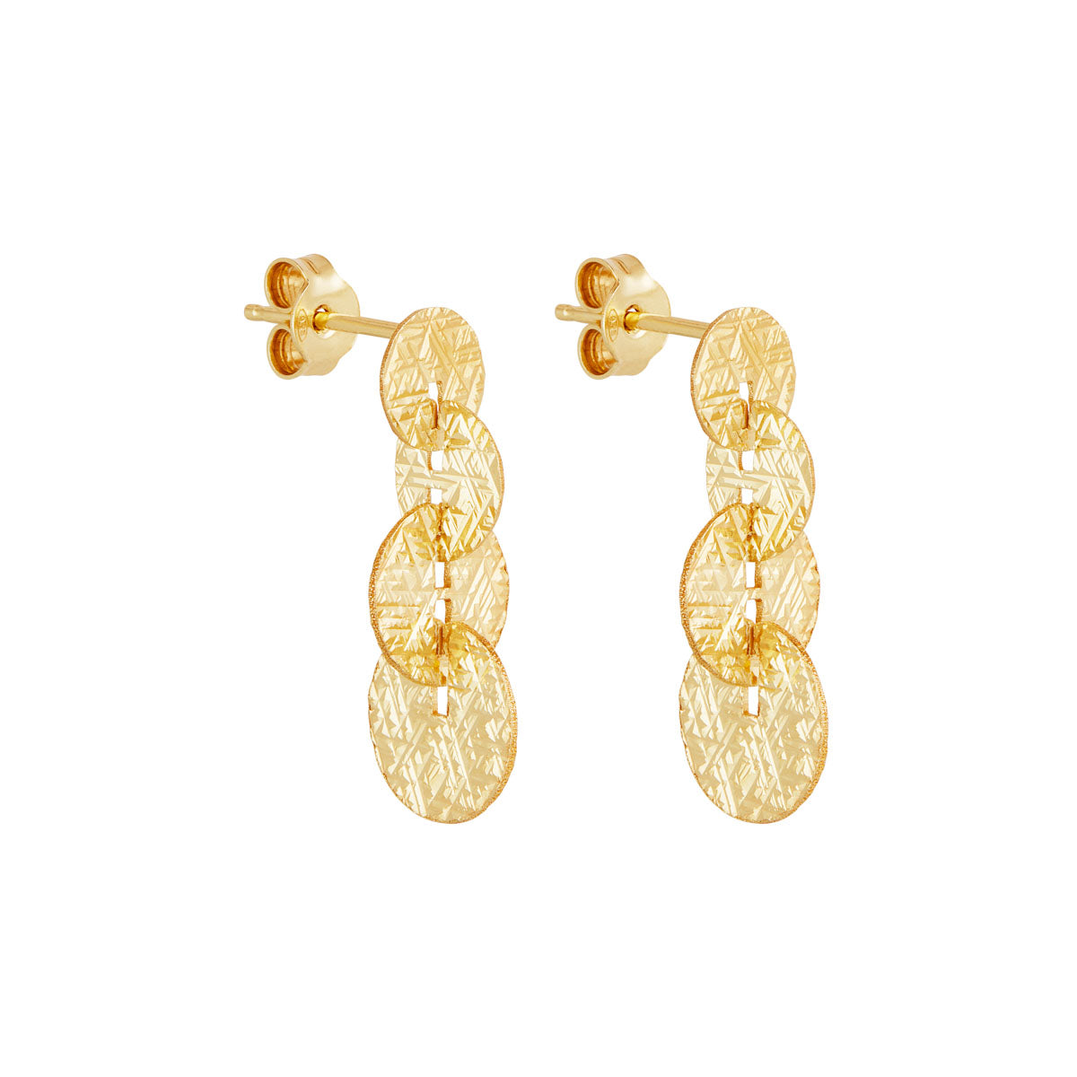Najo Graduated Yellow Gold Plate Disc Stud Earrings