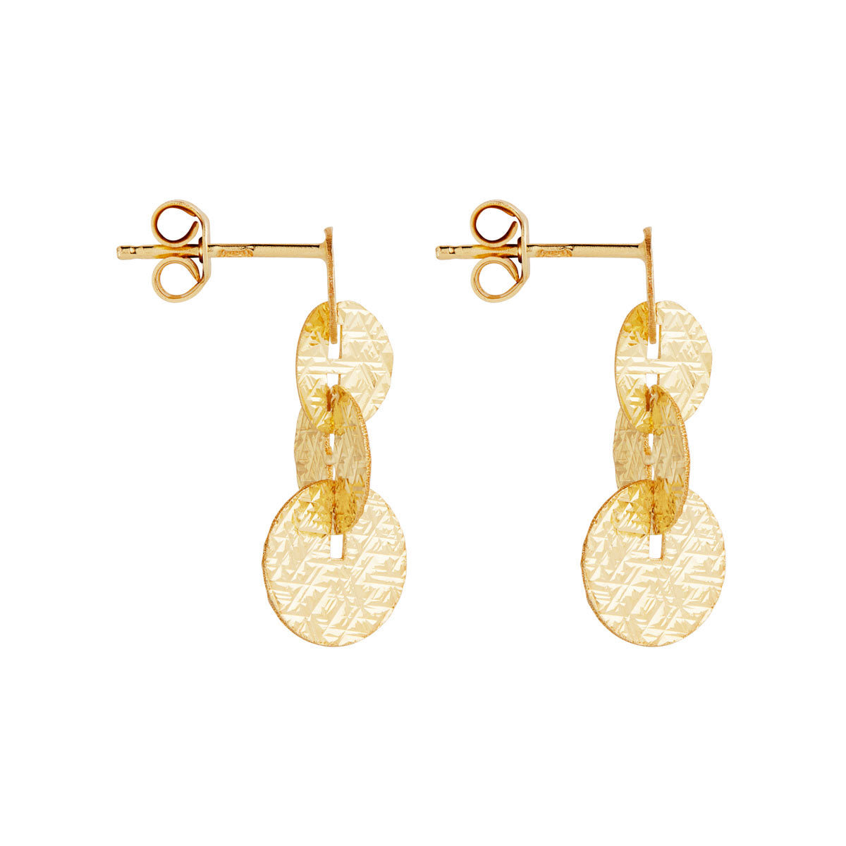 Najo Graduated Yellow Gold Plate Disc Stud Earrings