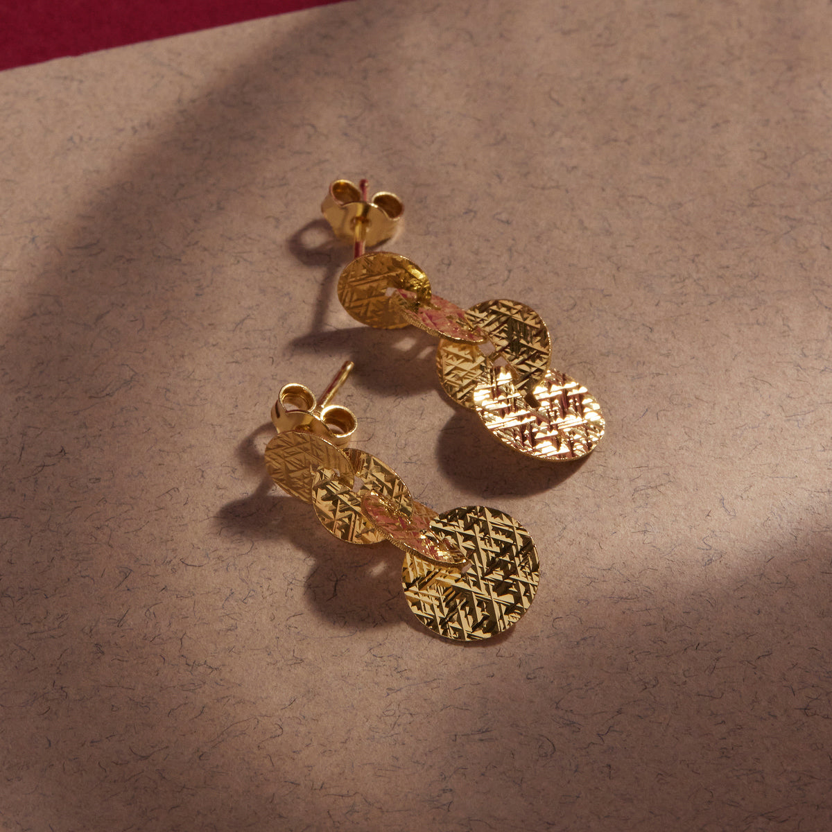 Najo Graduated Yellow Gold Plate Disc Stud Earrings