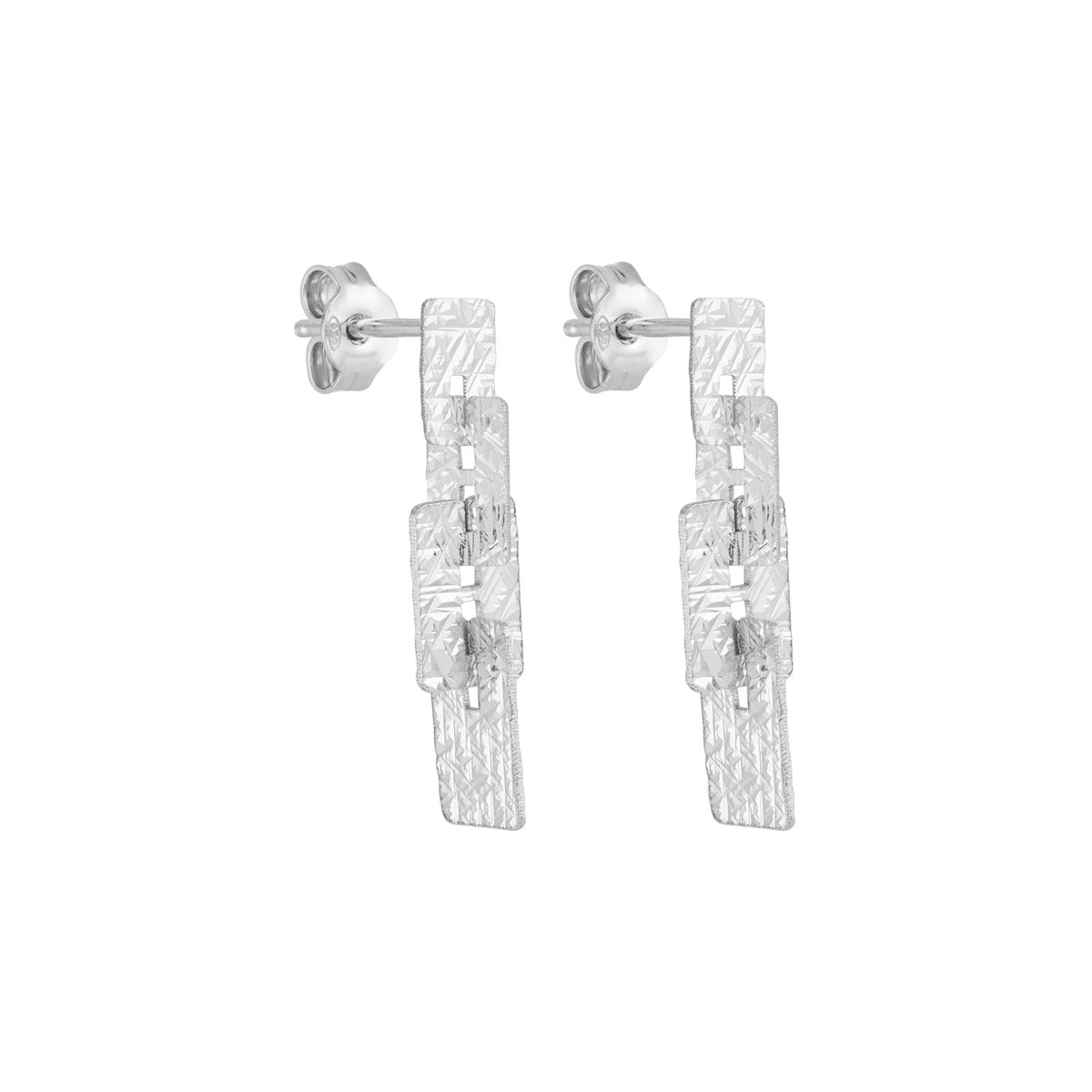 Najo Graduated Silver Rectangle Stud Earrings