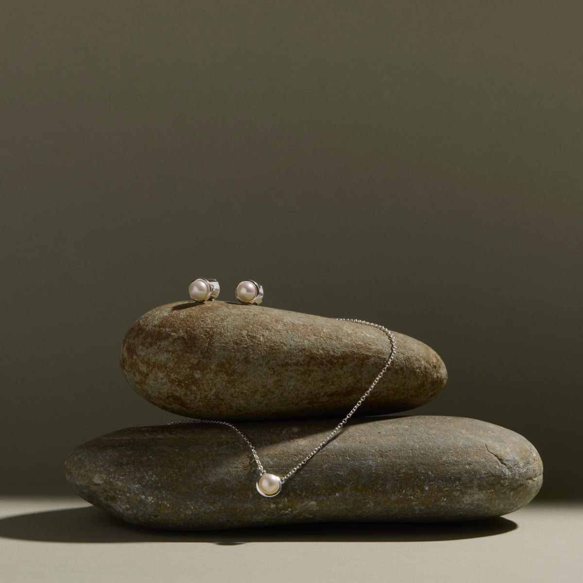 Najo Moonbeam Pearl Stud Earrings - Sterling Silver